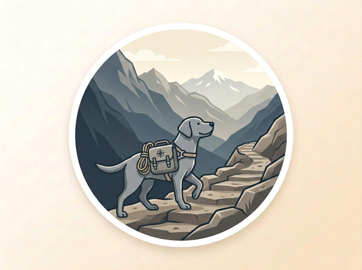 Illustration representing Kashie's Korner outdoor adventure excursions for dogs in the Las Vegas Area.
