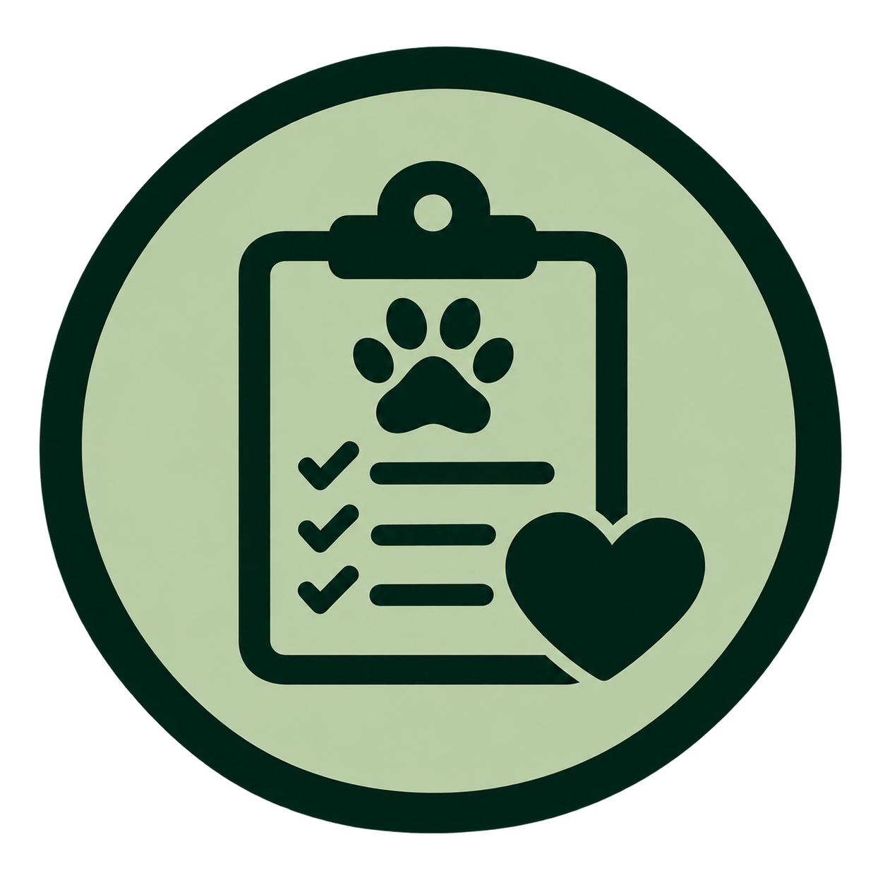 Veterinary checklist icon representing pet health and care instructions.
