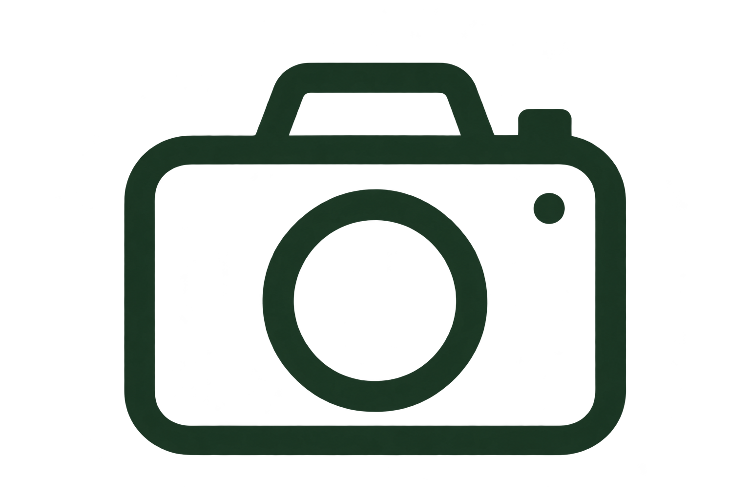 Hand-drawn camera icon representing pet photos and visit updates.
