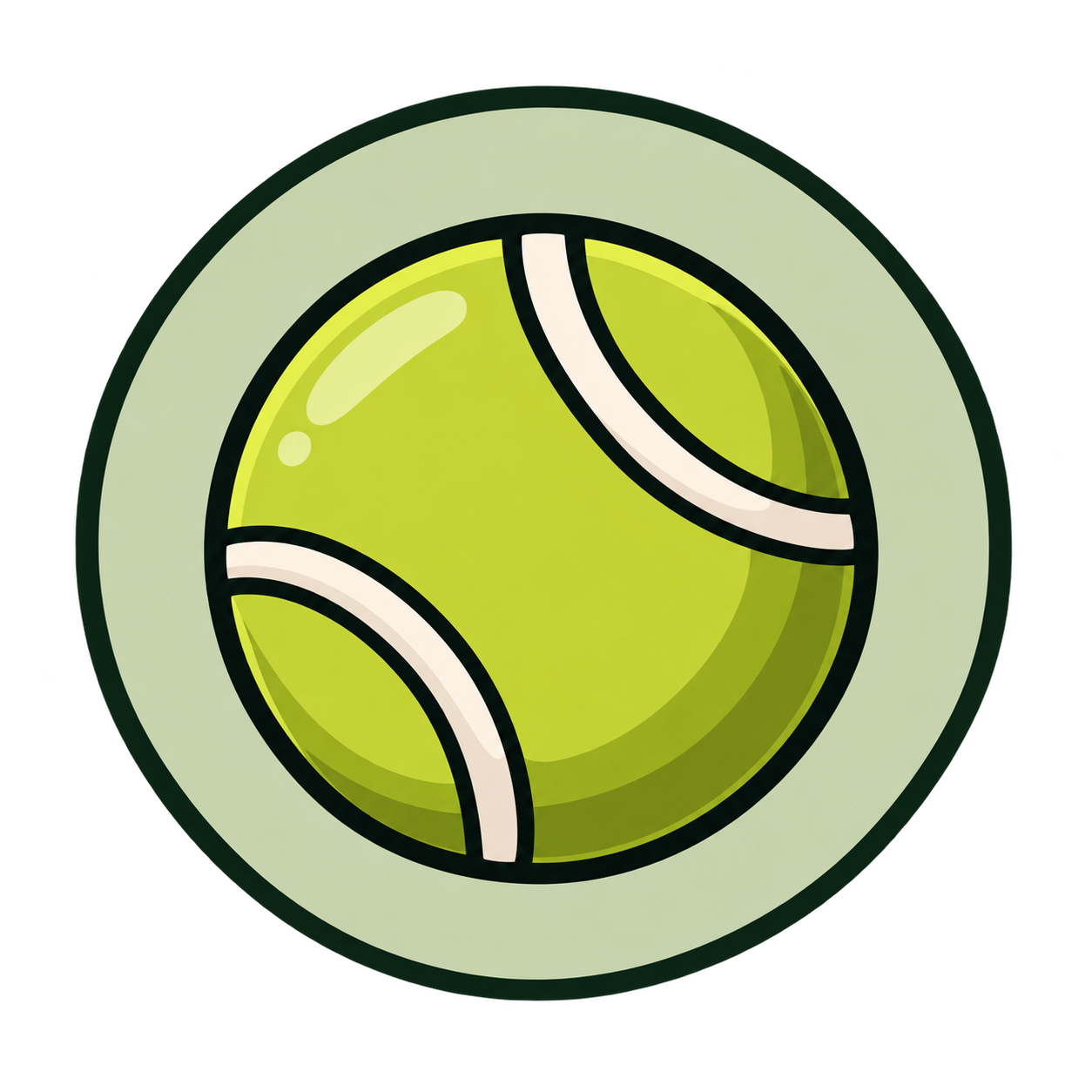 Tennis ball icon representing playtime and pet enrichment.