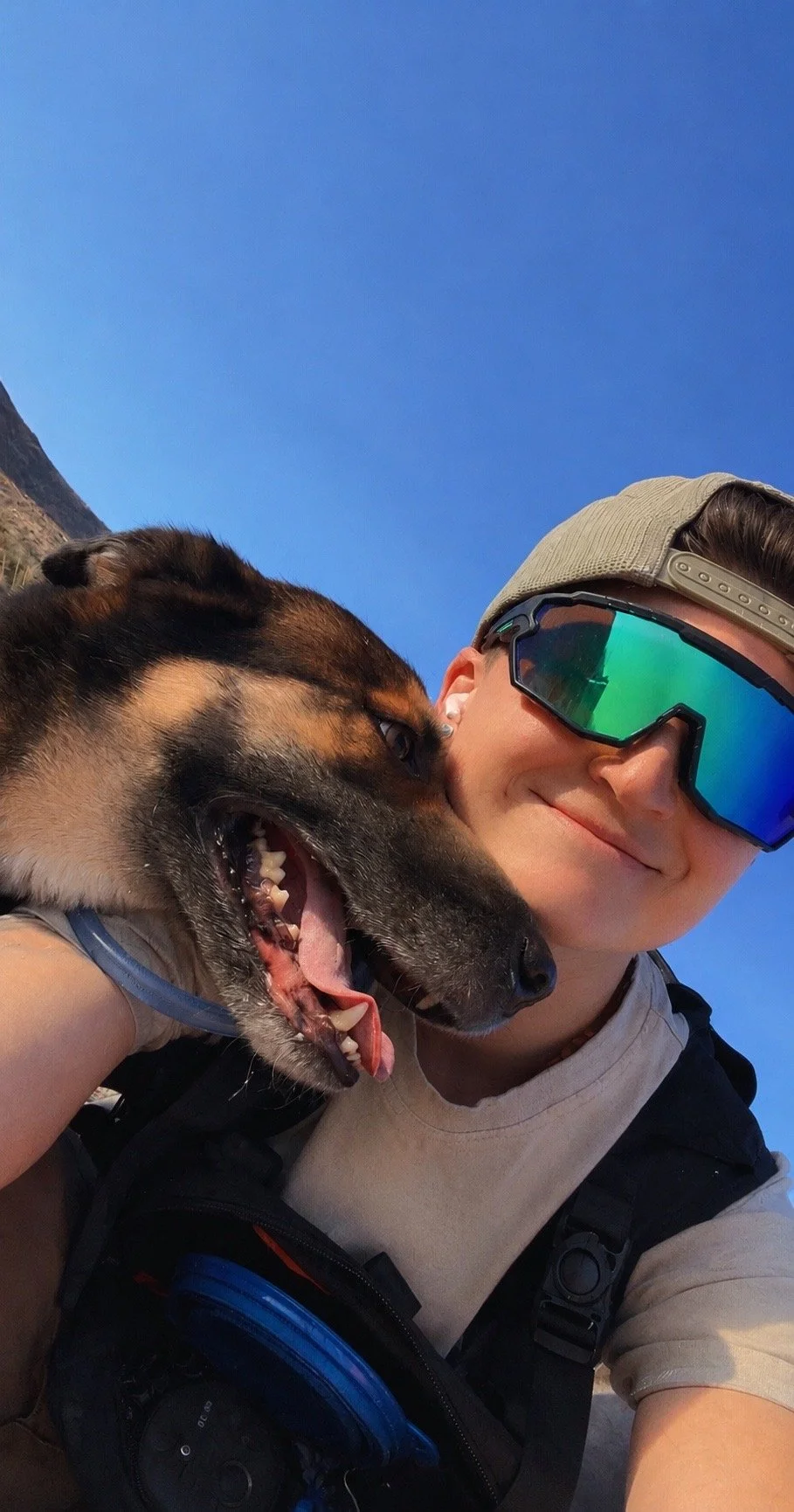 Kashie's Korner owner and Kashie enjoying an outdoor adventure together.