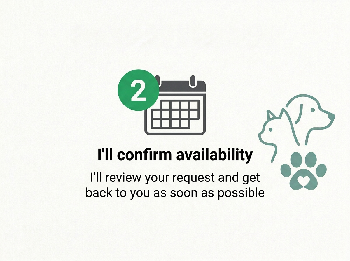 Calendar illustration representing availability confirmation and pet care scheduling.