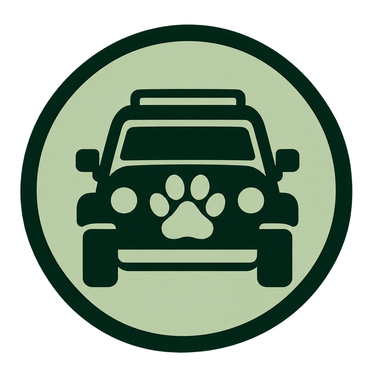 Car and paw print icon representing pet transportation services.