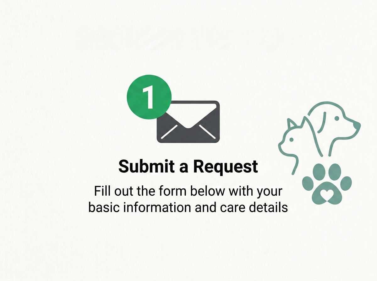 Request form illustration representing the first step in booking pet care with Kashie’s Korner.