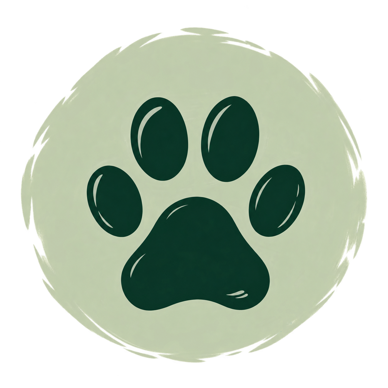 Green paw print graphic representing the pets cared for by Kashie's Korner.