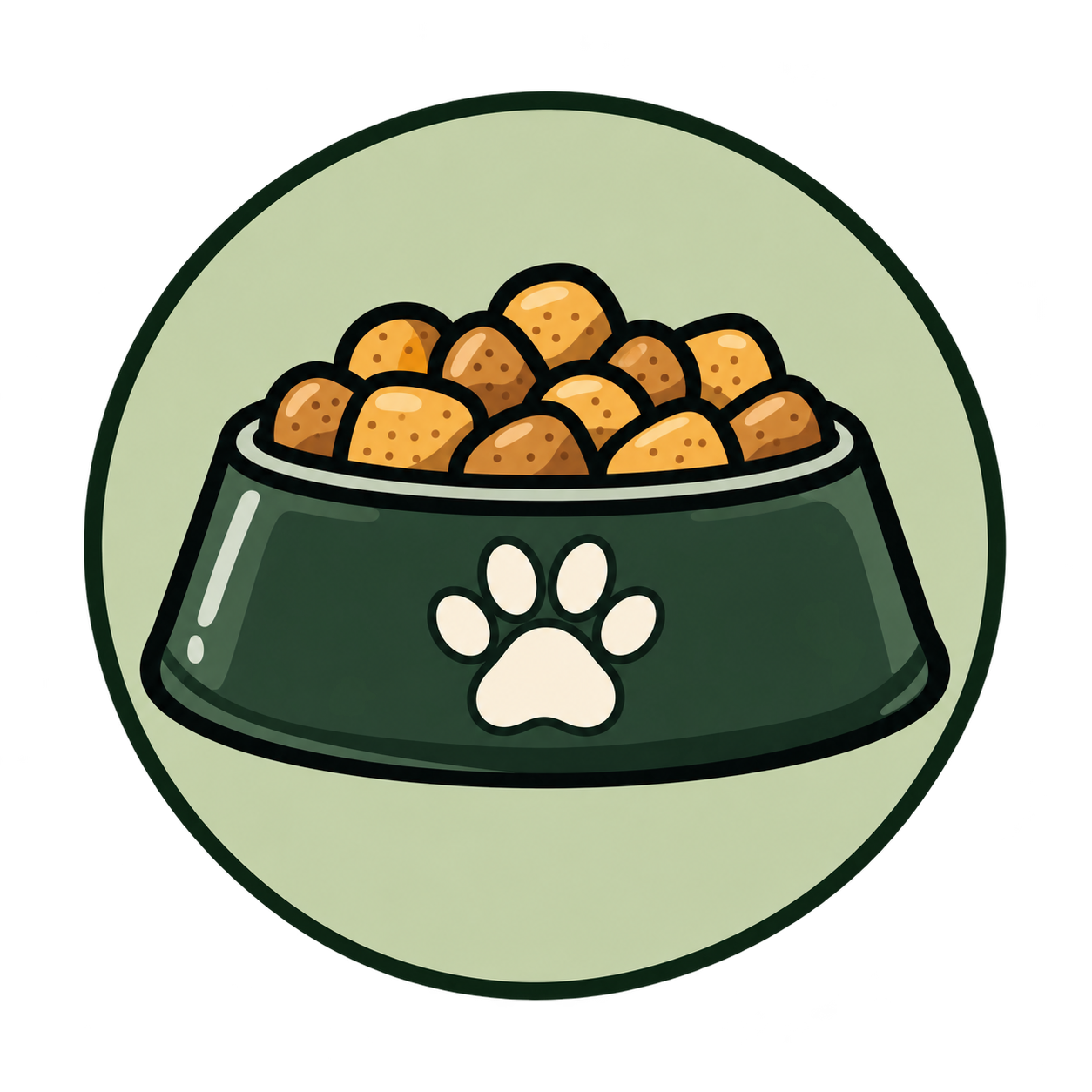 Pet food bowl icon representing feeding and daily care.