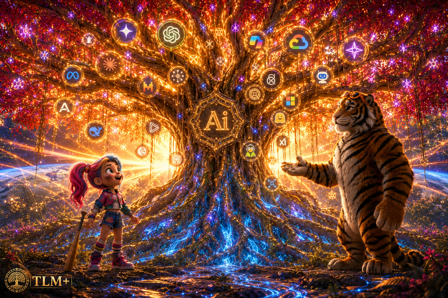 Luna w/ bat &amp; Tiger: AI Family Tree