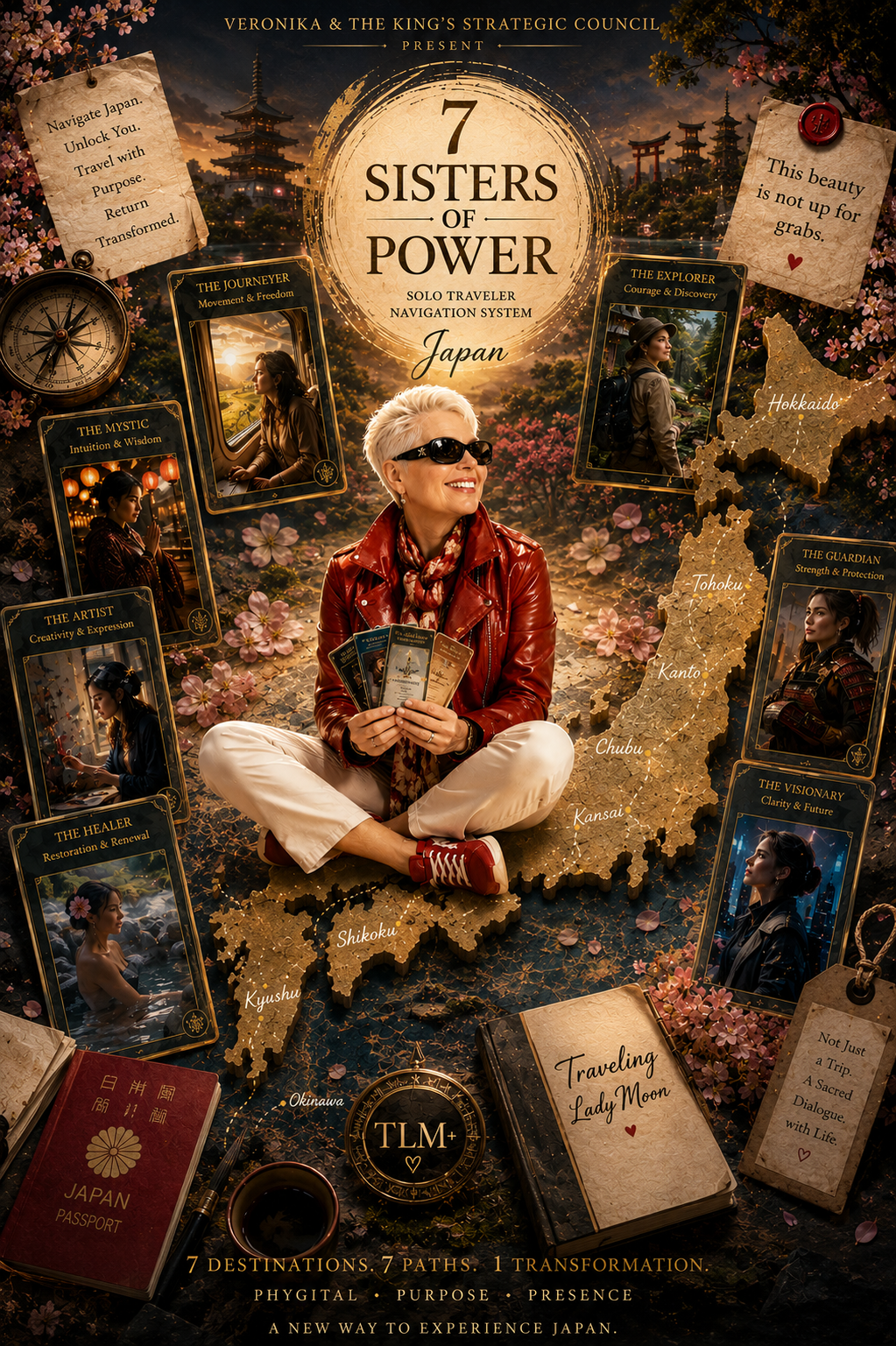 The 7 Sisters of Power Japan travel blueprint navigation system focus card.