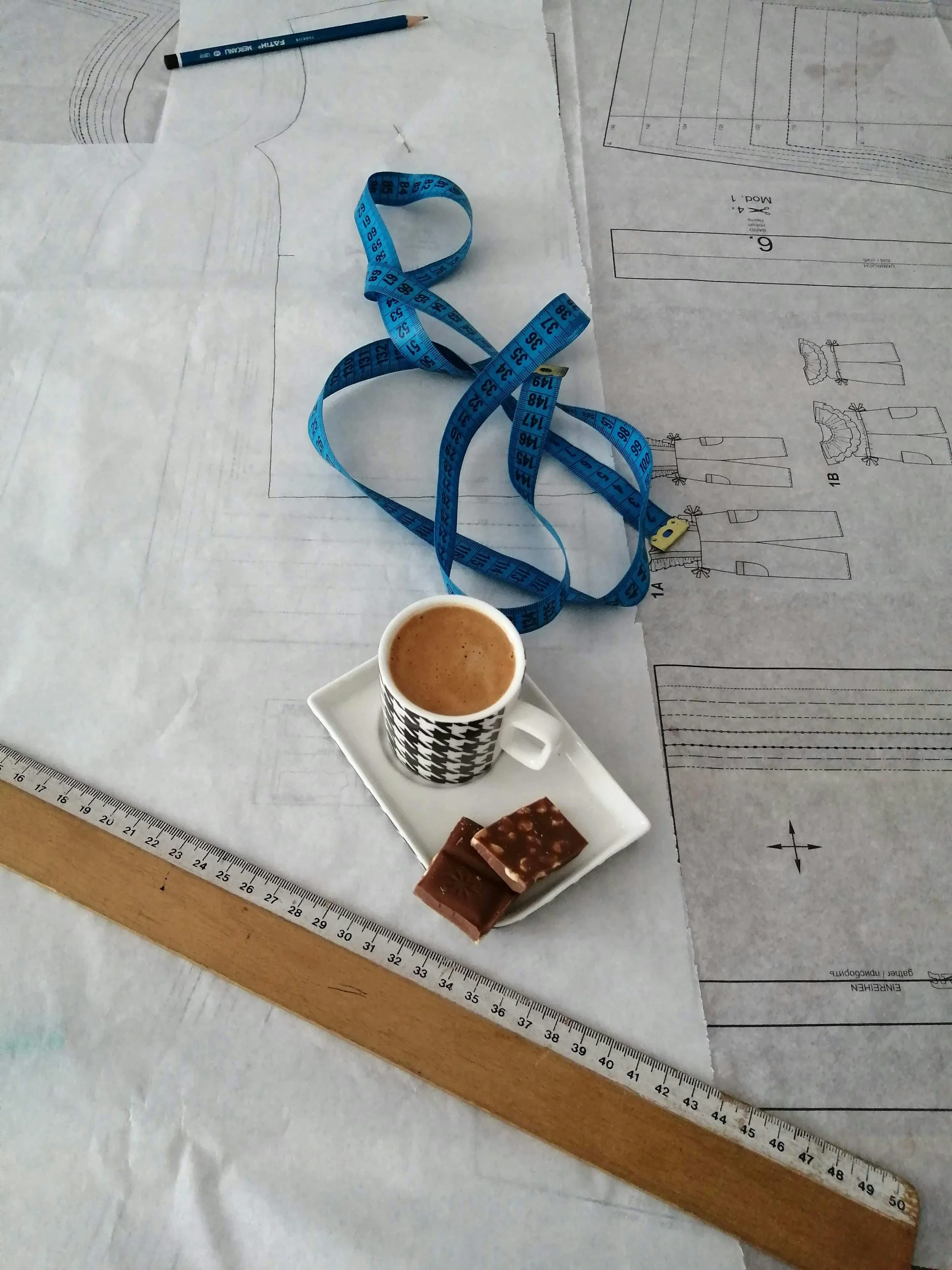 Cup of coffee while sewing