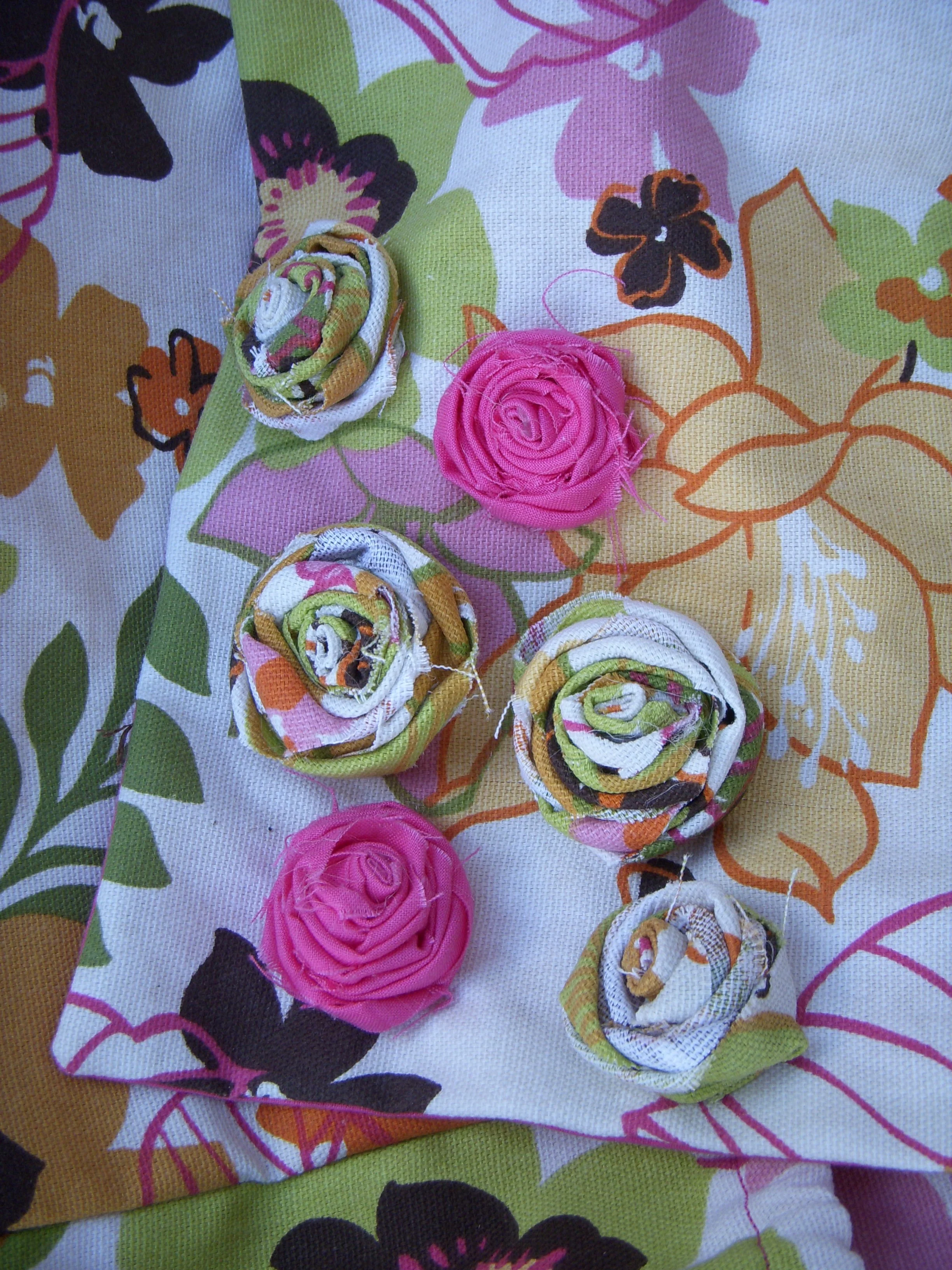 Winter's handsewn flowers on diaper bag