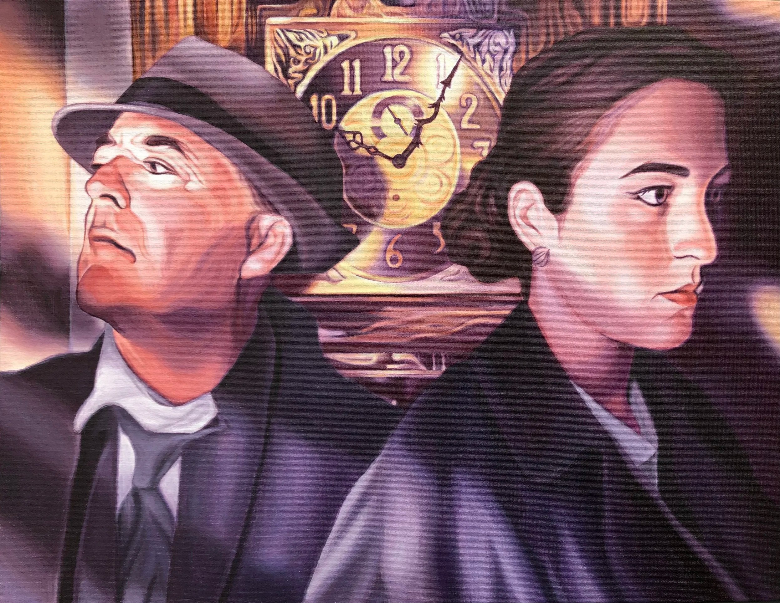 Rachael Songey, Like Father, Like Daughter, acrylic painting, 18 in x 24 in, 2023.