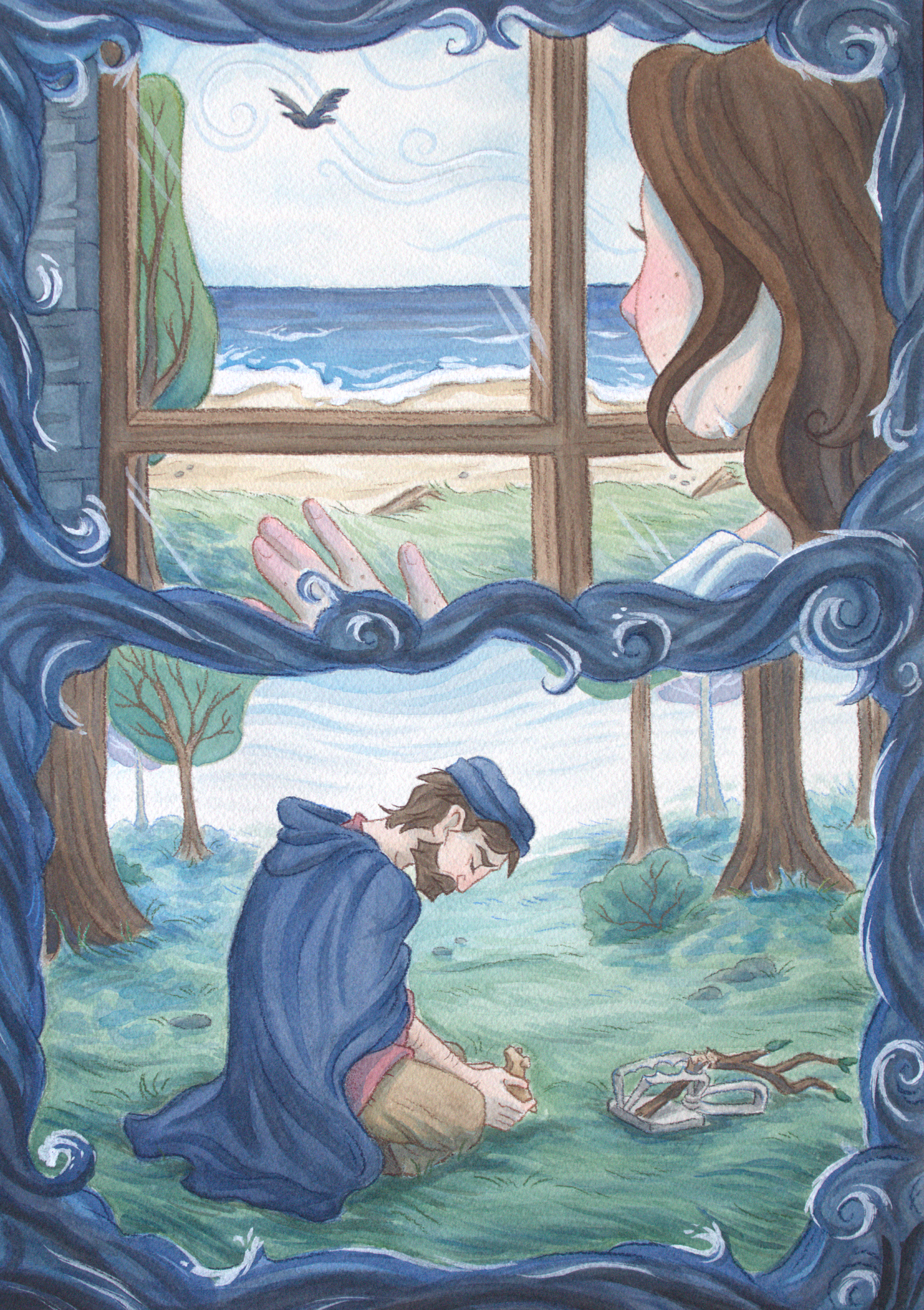 Rachael Songey, The Selchie’s Lament, p. 17, mixed media, 14 in x 10 in, 2026.