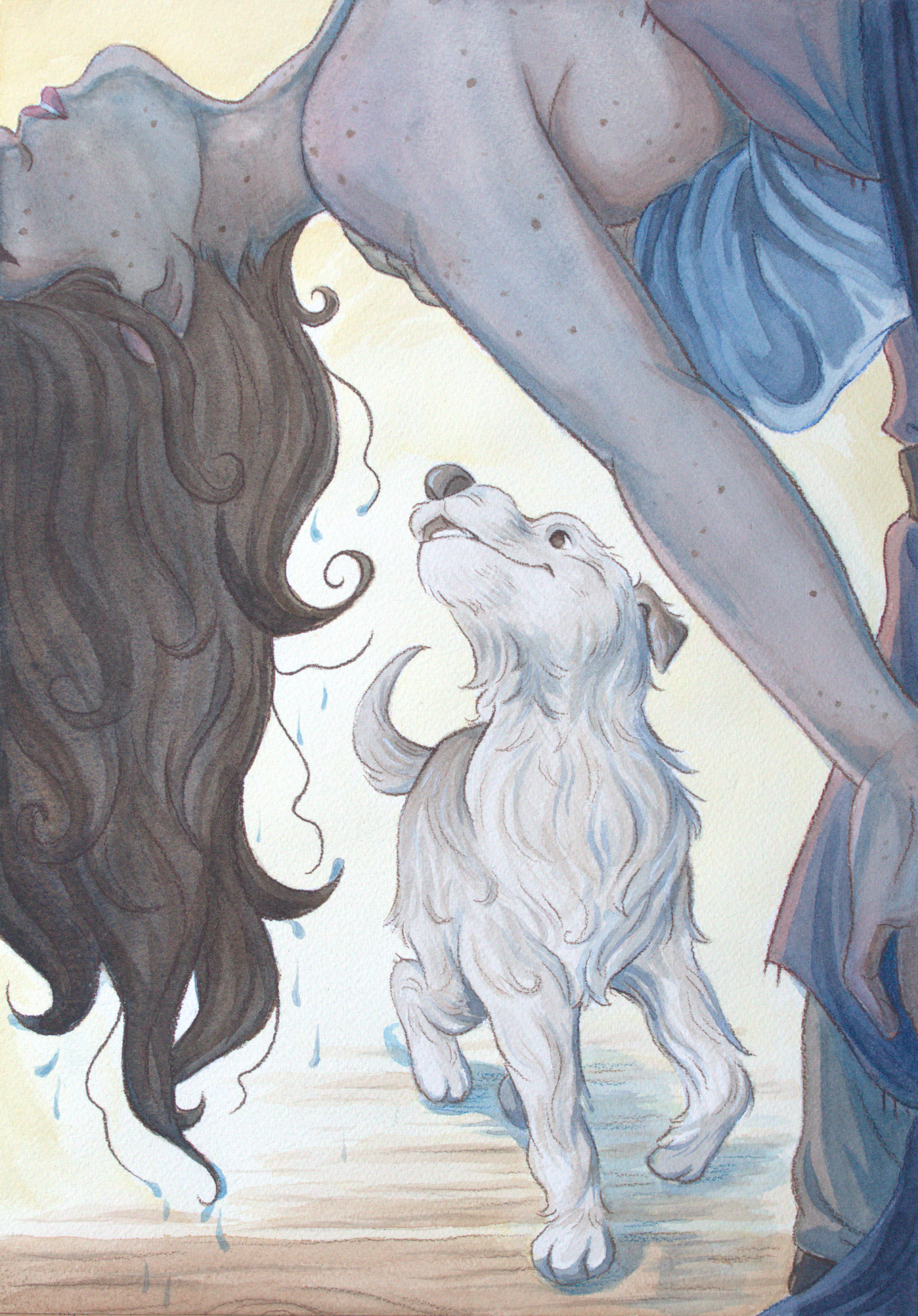 Rachael Songey, The Selchie’s Lament, p. 7, mixed media, 14 in x 10 in, 2026.