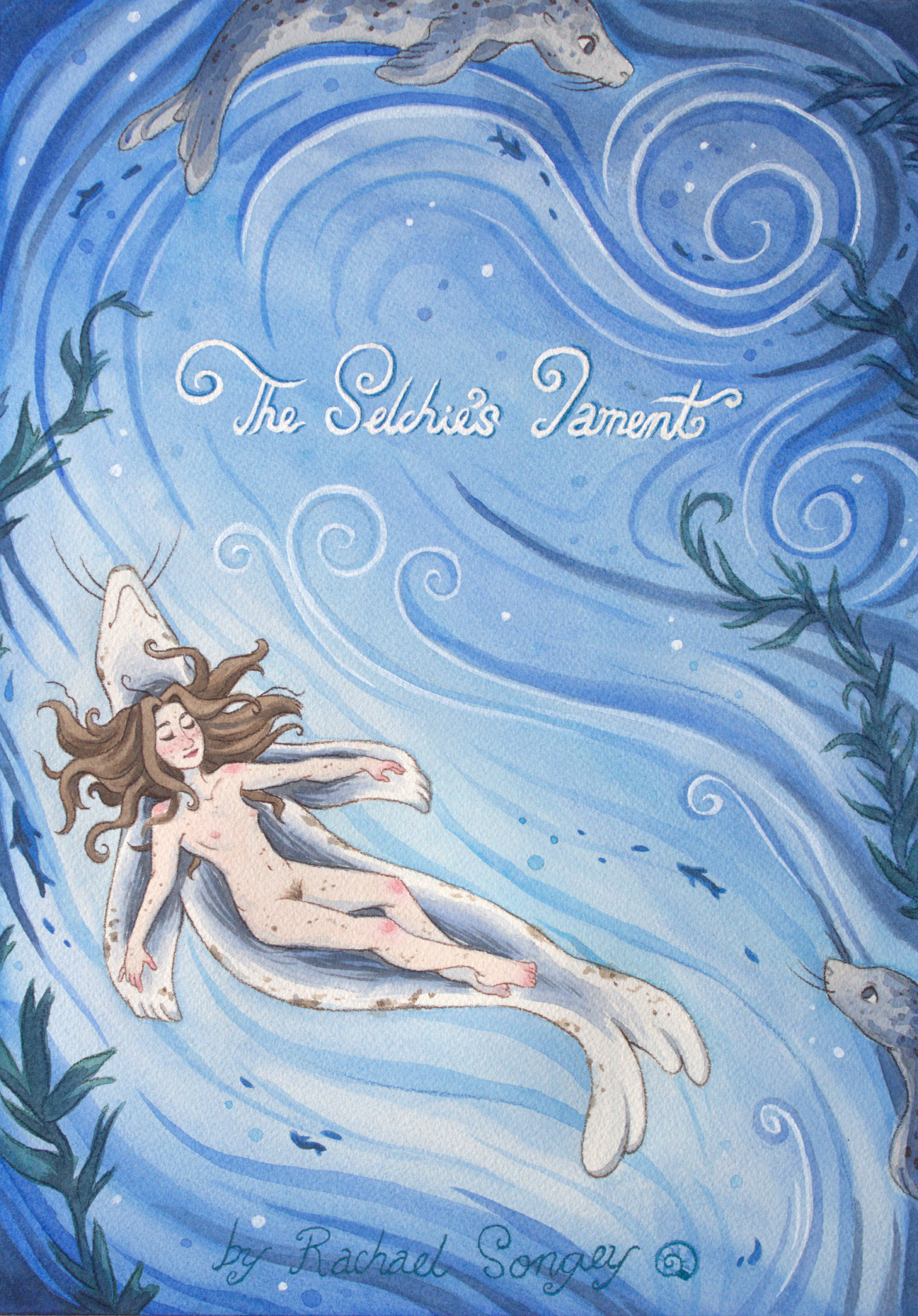 Rachael Songey, The Selchie’s Lament, p. 1, mixed media, 14 in x 10 in, 2026.