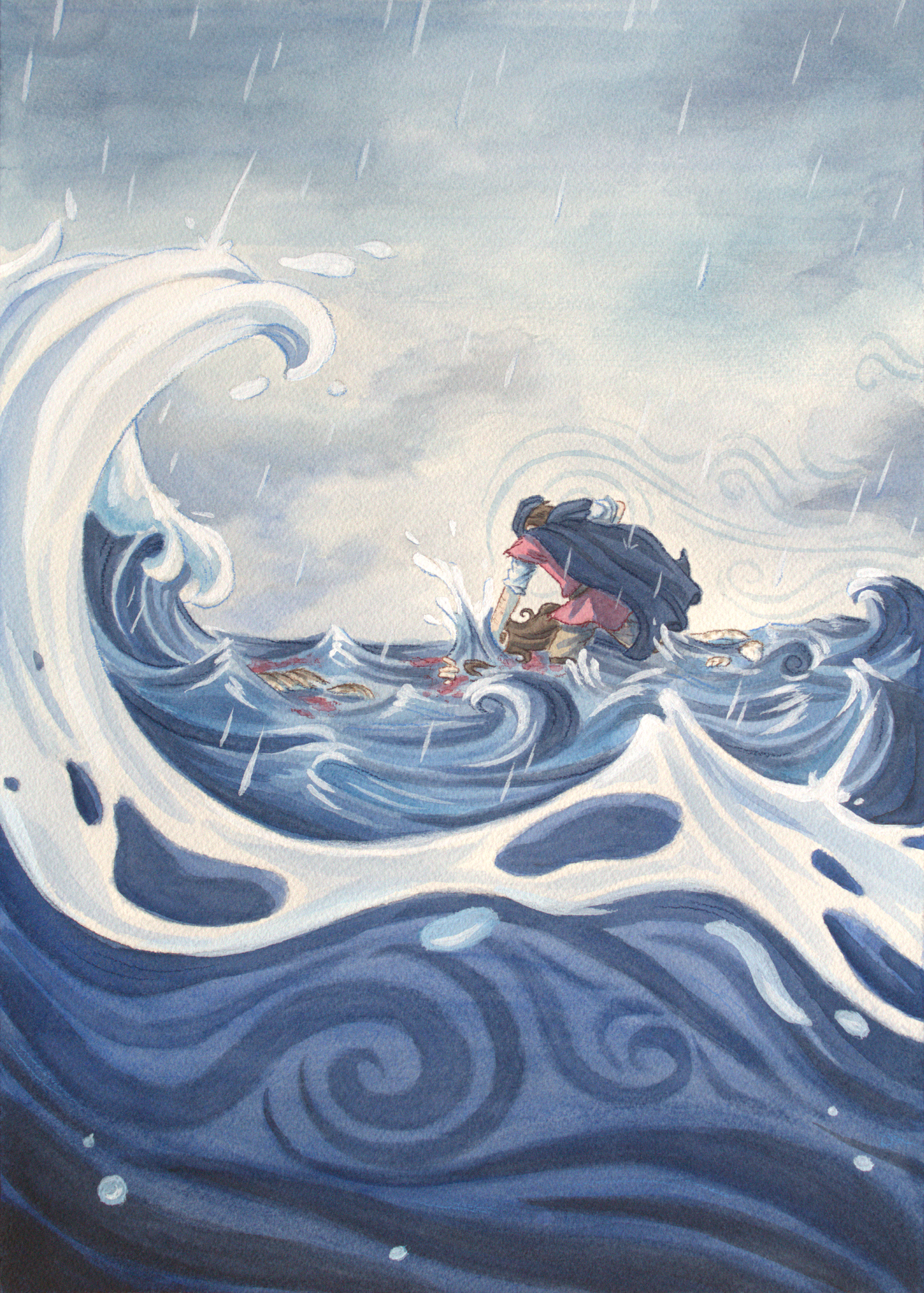 Rachael Songey, The Selchie’s Lament, p. 26, mixed media, 14 in x 10 in, 2026.
