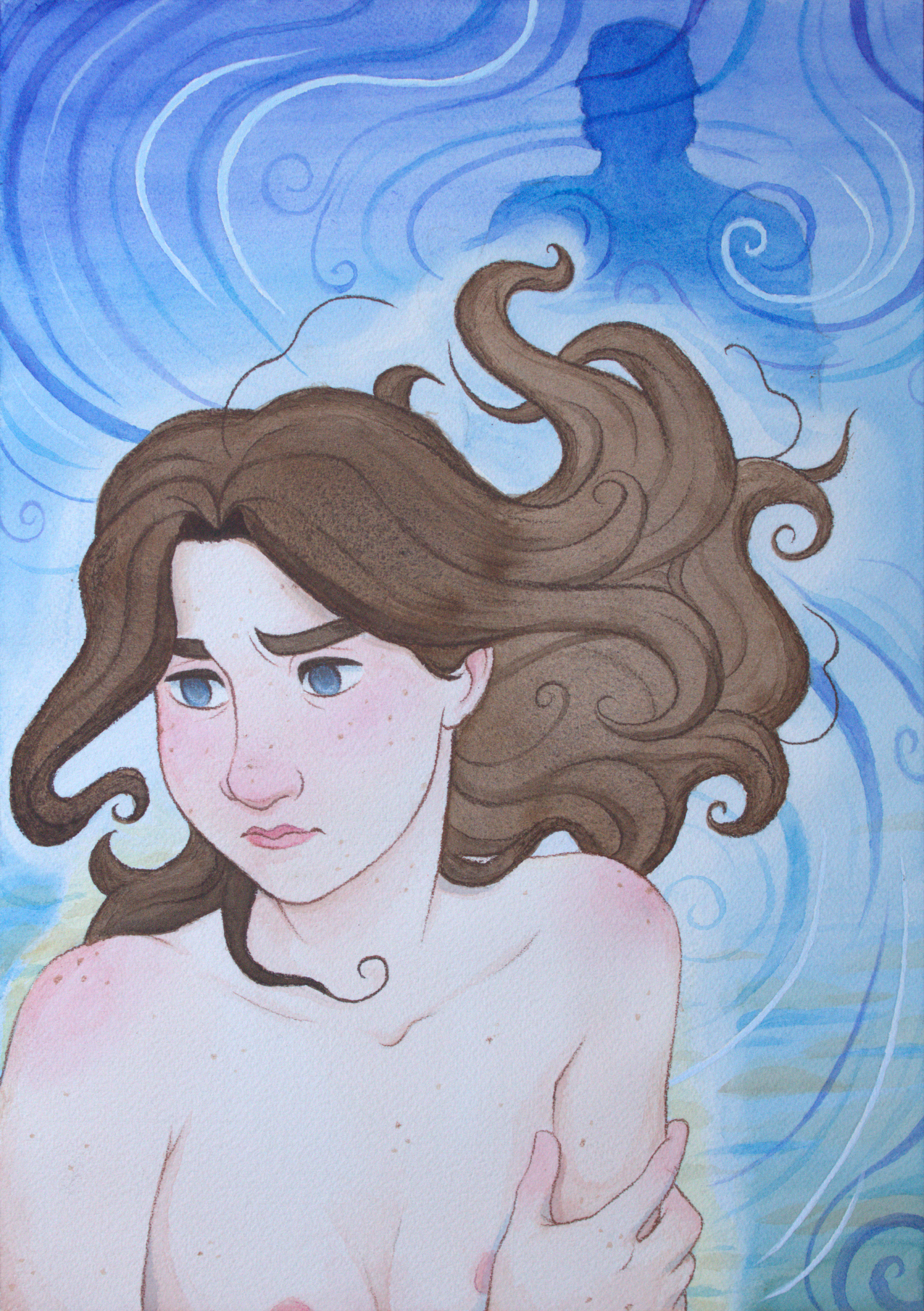 Rachael Songey, The Selchie’s Lament, p. 5, mixed media, 14 in x 10 in, 2026.