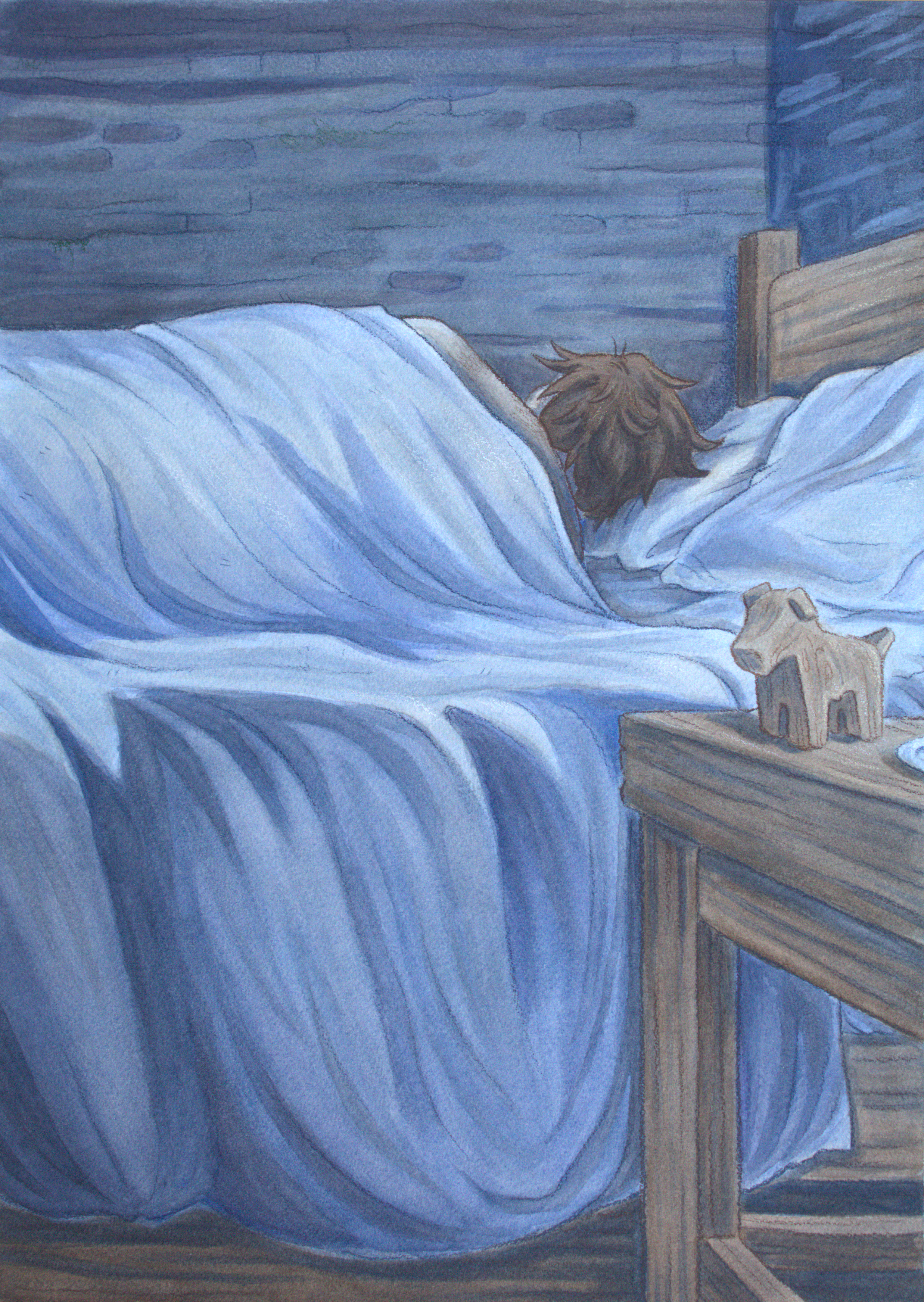 Rachael Songey, The Selchie’s Lament, p. 10, mixed media, 14 in x 10 in, 2026.