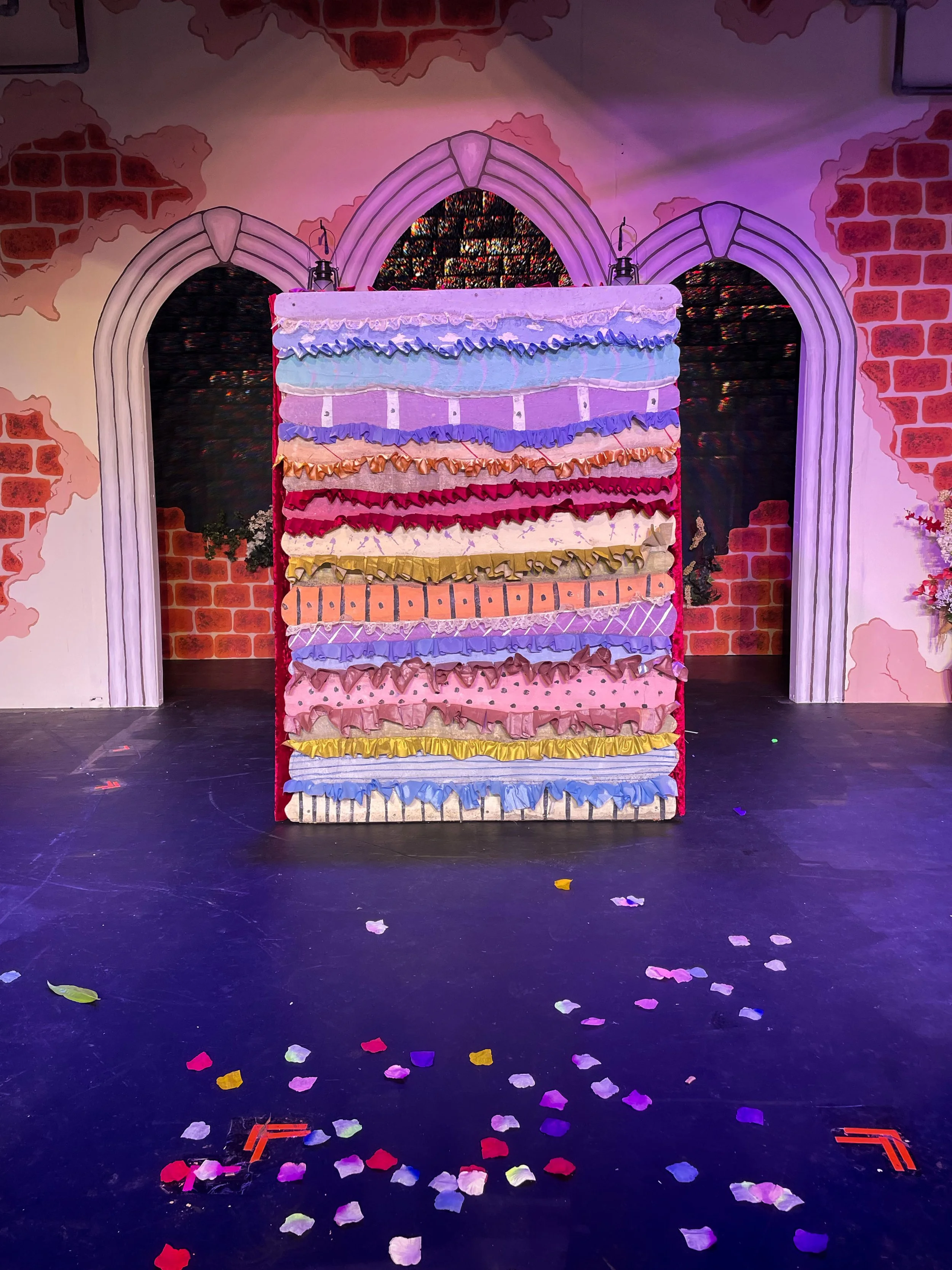 a detail from the Once Upon A Mattress: Youth Edition stage, Germantown Community Theater