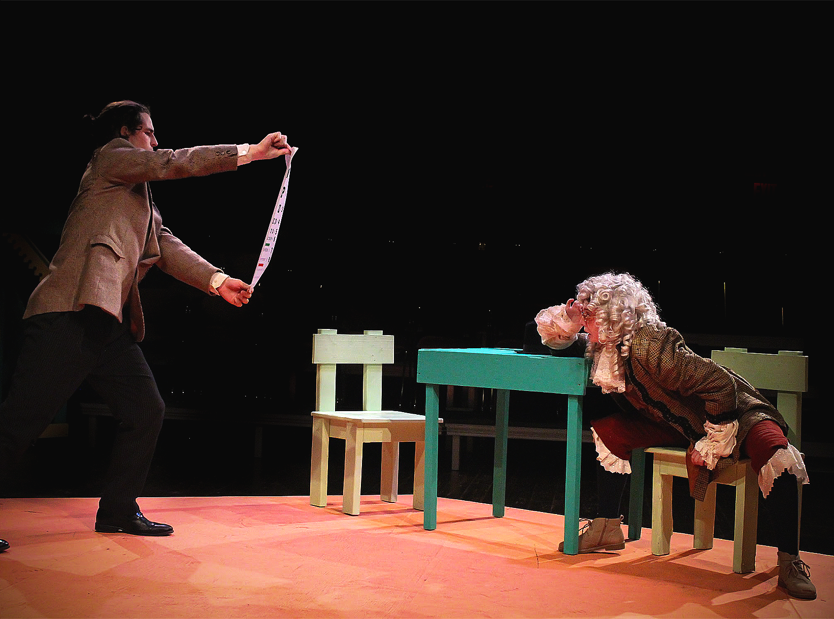 "Fools", Fall 2023. Directed by Jamie Boller-Raup. Written by Neil Simon. Photo: Peter Halvorsen (left), Marisa Schultz (right)