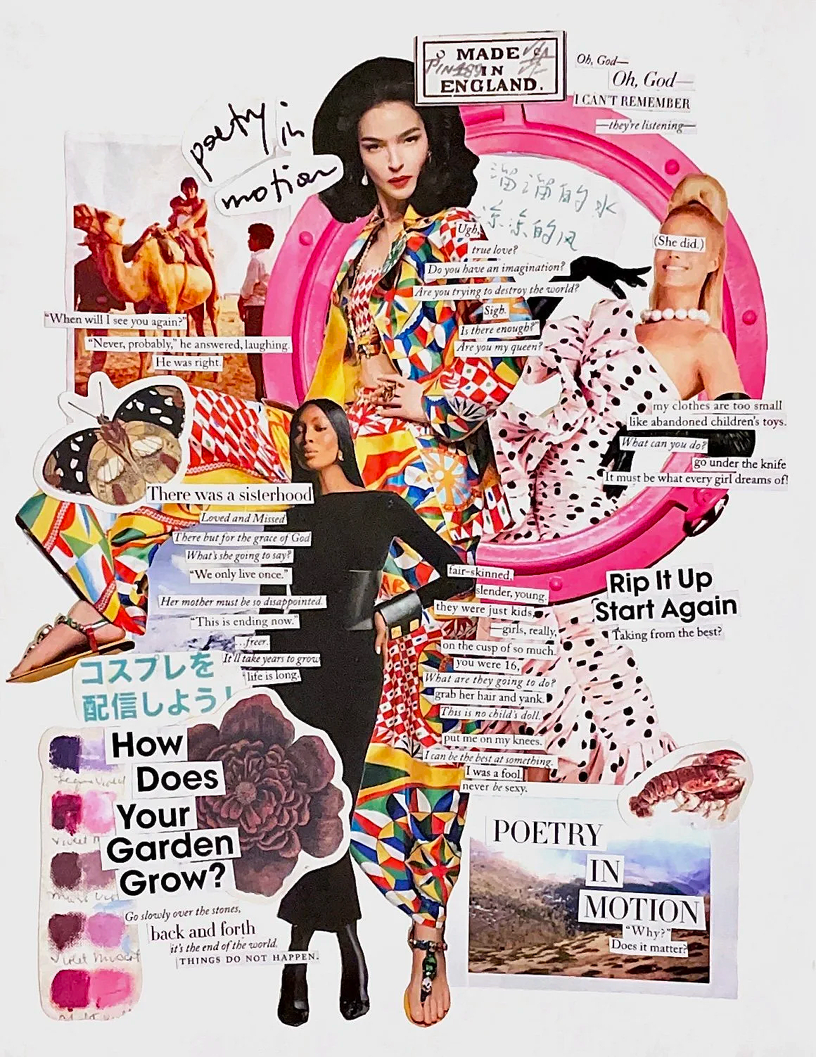 "Poetry In Motion", 2023. Collage. Watercolor paper, Vogue Magazines. 11.75 x 9in.