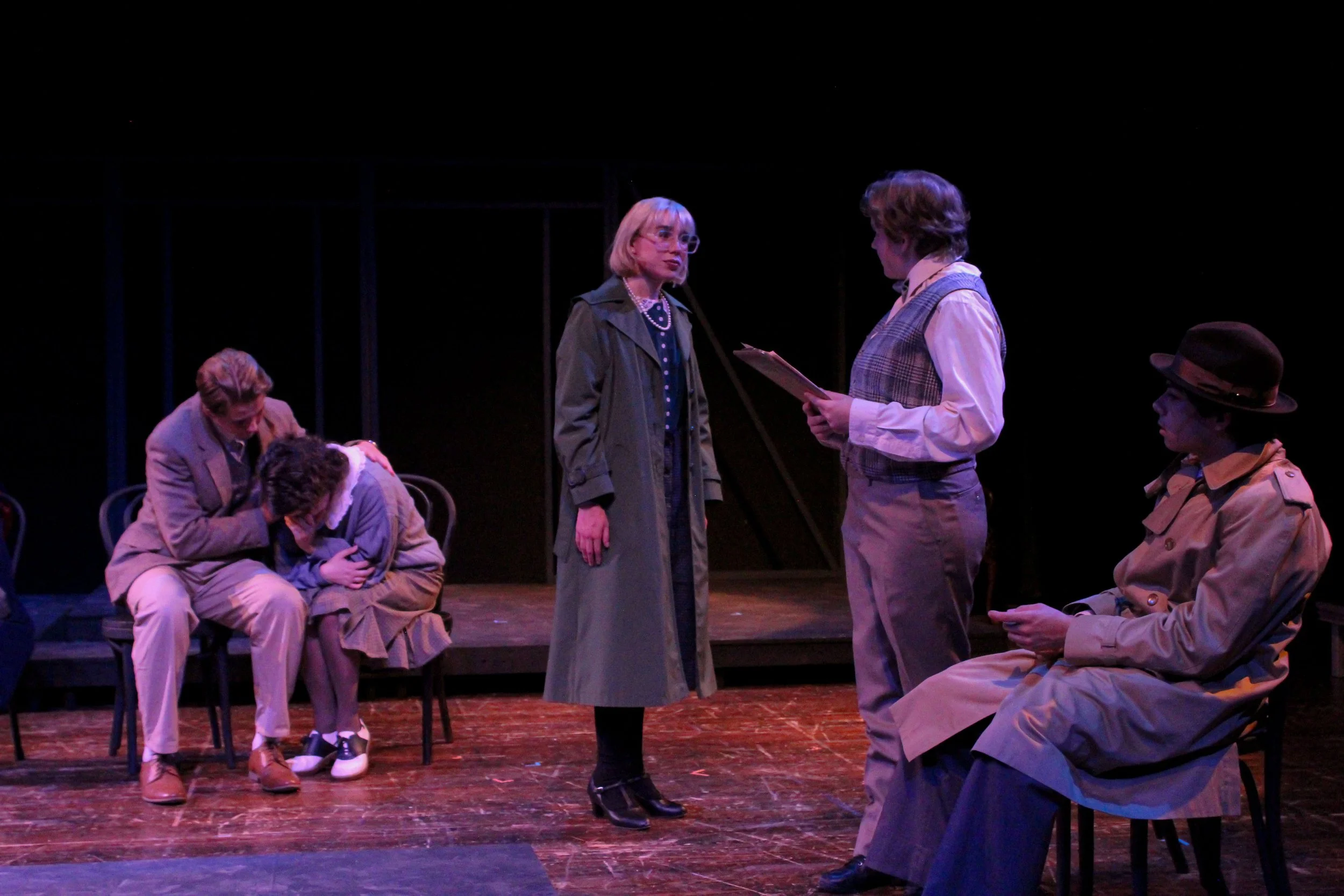 "Radium Girls", Fall 2025. Directed by Christina Hernandez. Written by D.W. Gregory. Photo: (left to right) Kevin Lechner, Wae Methvin, Theo Lord, Ray Evans, Brandon Reyes.