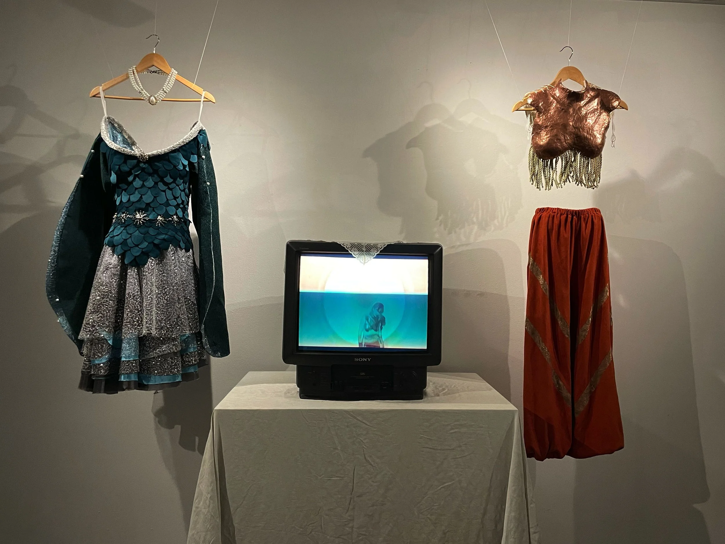 "Slow Swirl", 2024. Handmade costumes, video, & installation. Performed by Milena Murov. 