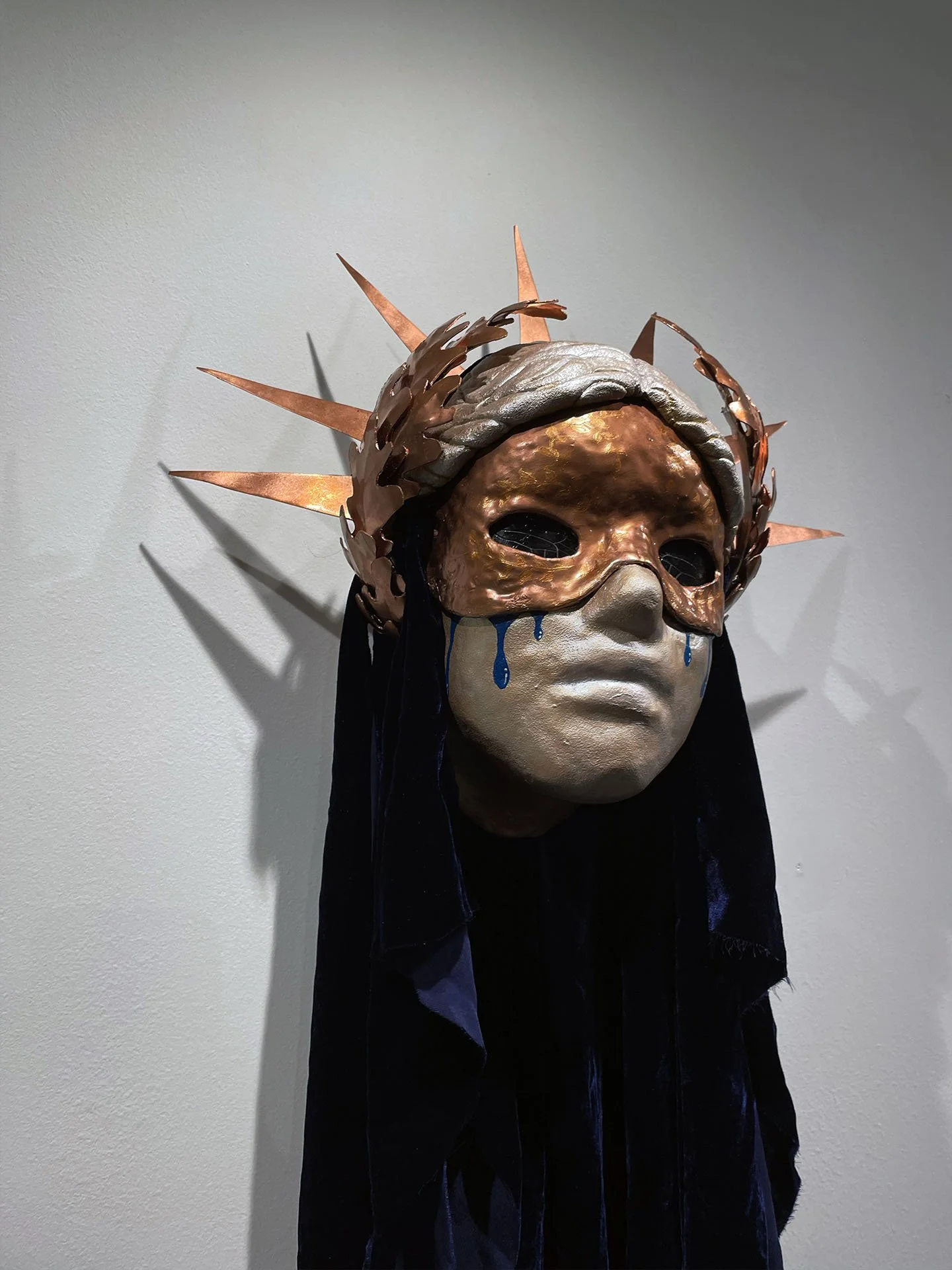 "Mercy Head", 2023. Plaster, clay, thermoplastic resin, copper, paint