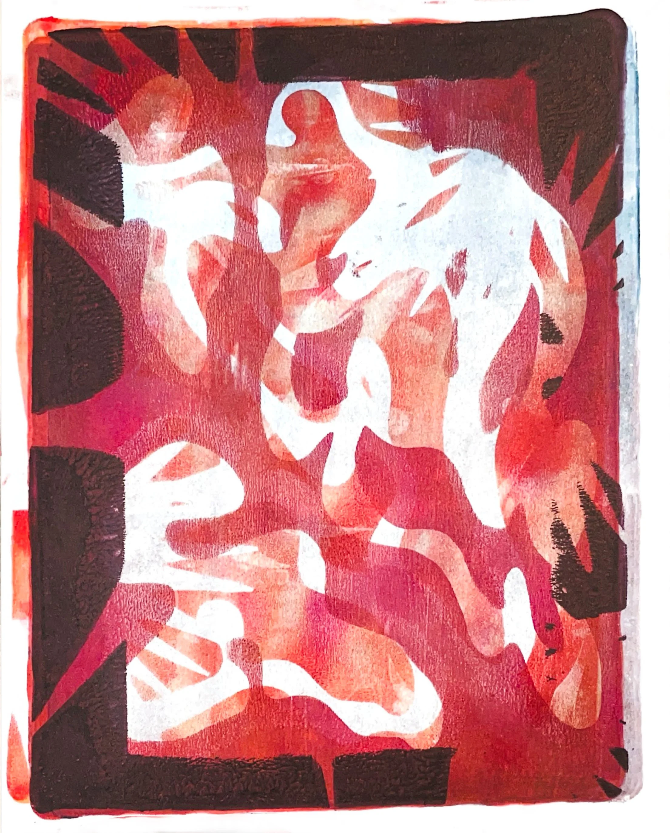 "Untitled (Monoprint No.6)", 2026. Monoprint. Acrylic paint, gel plate.