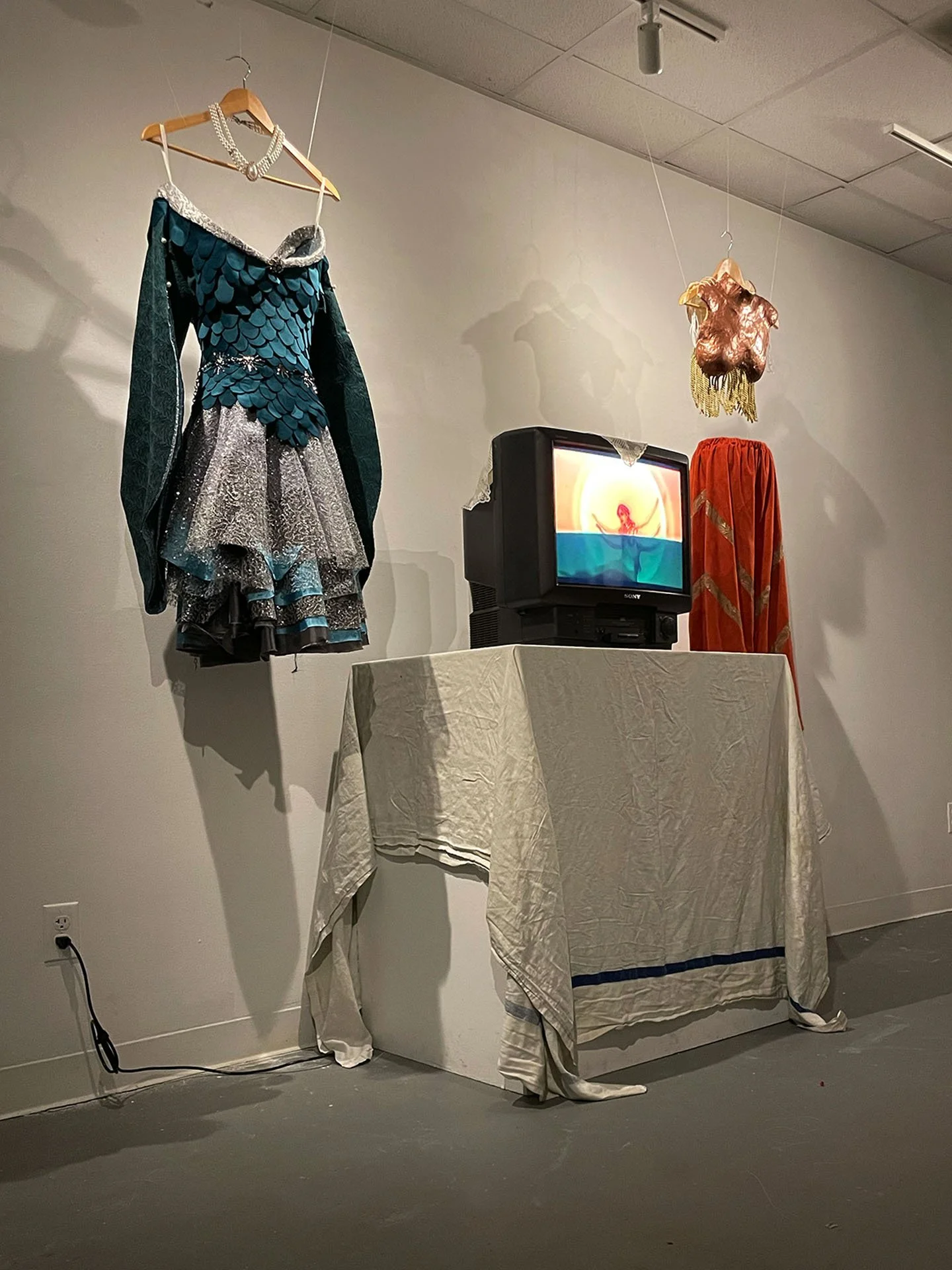 "Slow Swirl", 2024. Handmade costumes, video, & installation. Performed by Milena Murov. 