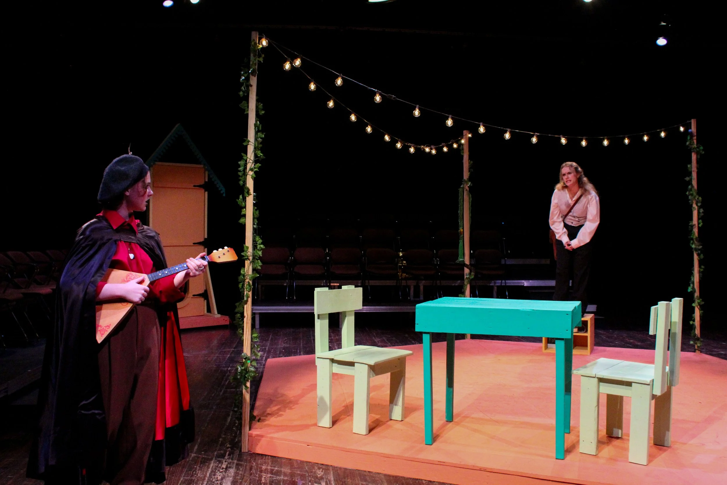 "Fools", Fall 2023. Directed by Jamie Boller-Raup. Written by Neil Simon. Photo: Isabelle Logsdon (left), Kathryn Dressel (right).