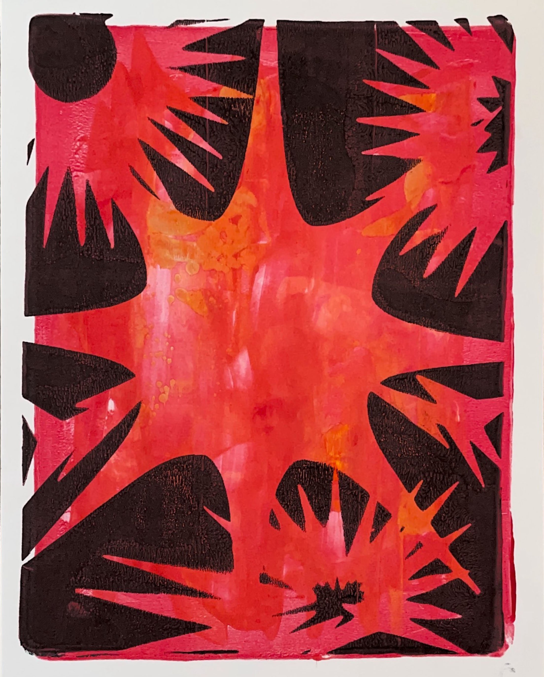 "Untitled (Monoprint No.4)", 2026. Monoprint. Acrylic paint, gel plate.