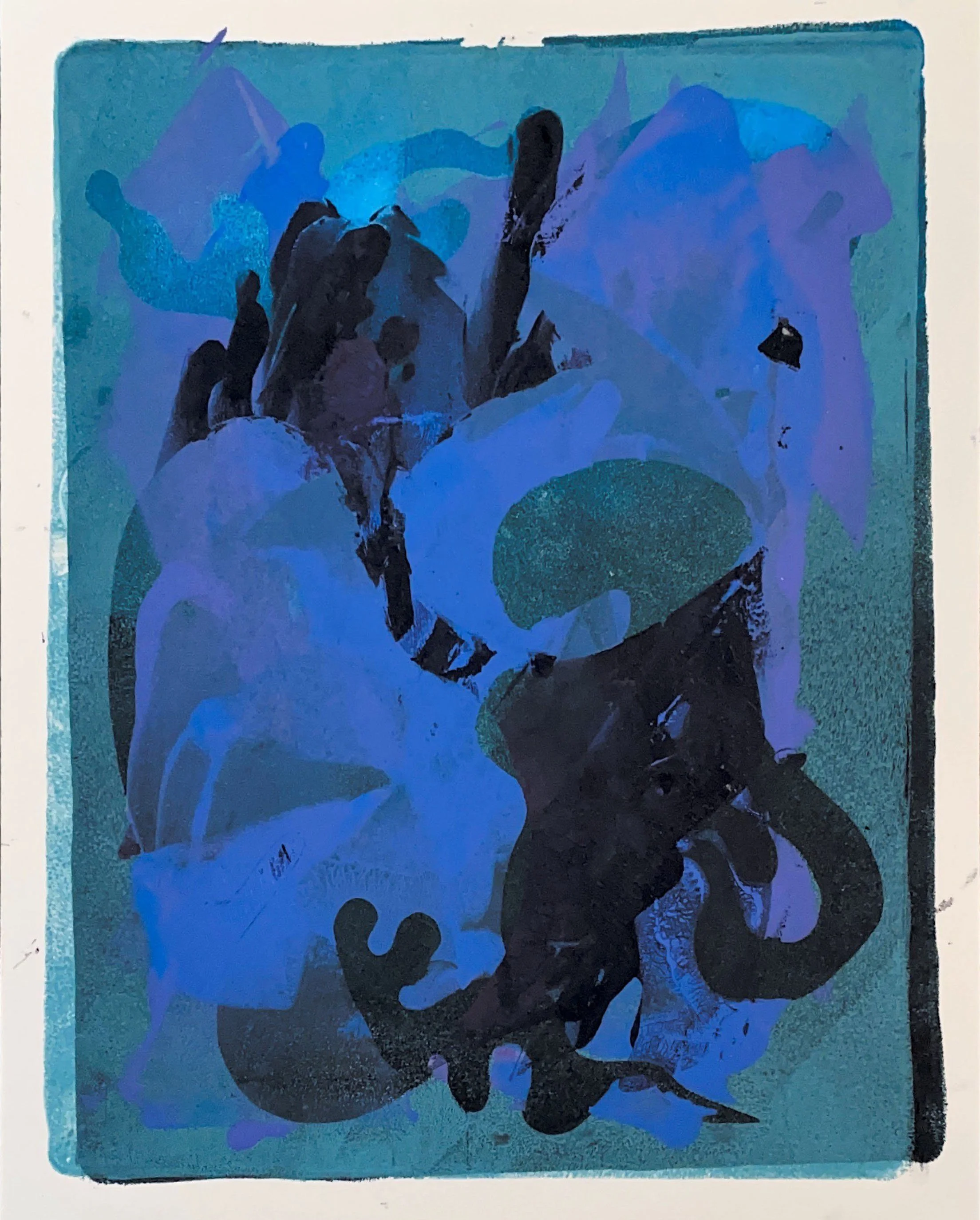 "Untitled (Monoprint No.3)", 2026. Monoprint. Acrylic paint, gel plate.