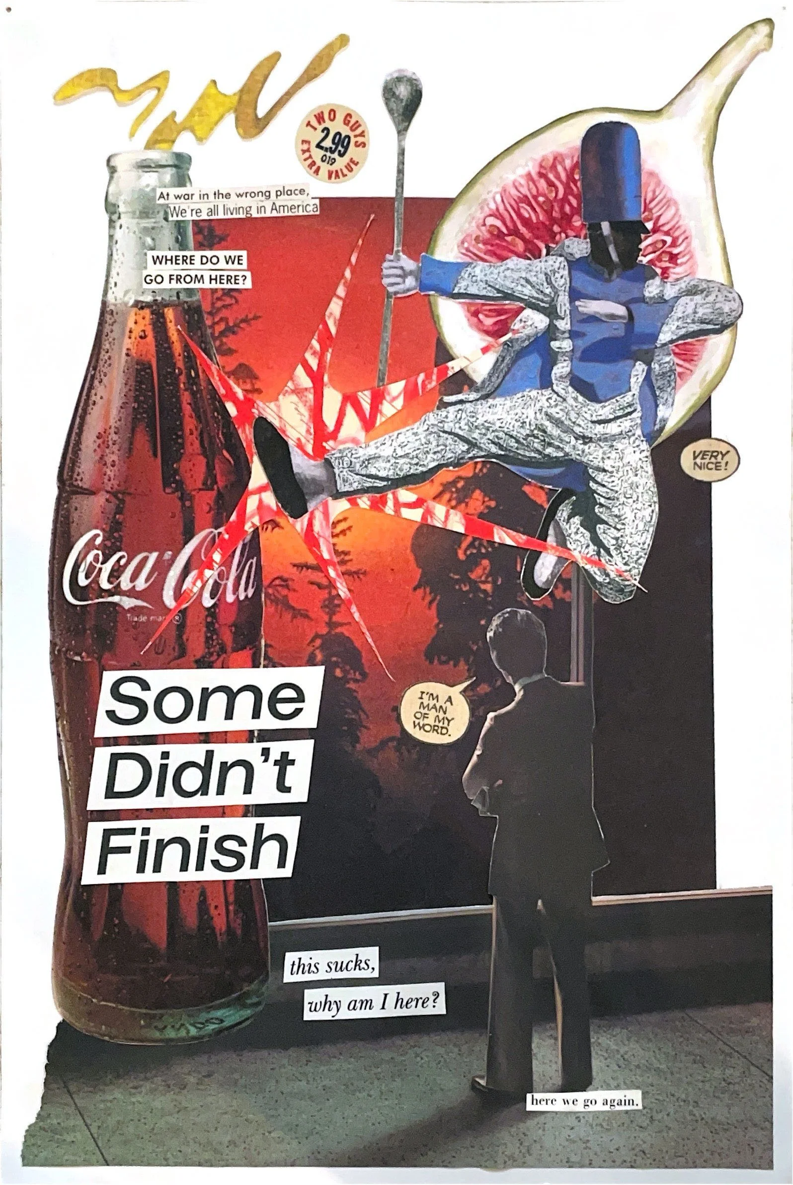 "Some Didn't Finish", 2025. Collage. Mixed media paper, vintage LIFE magazines, art publications. 10 x 7in.