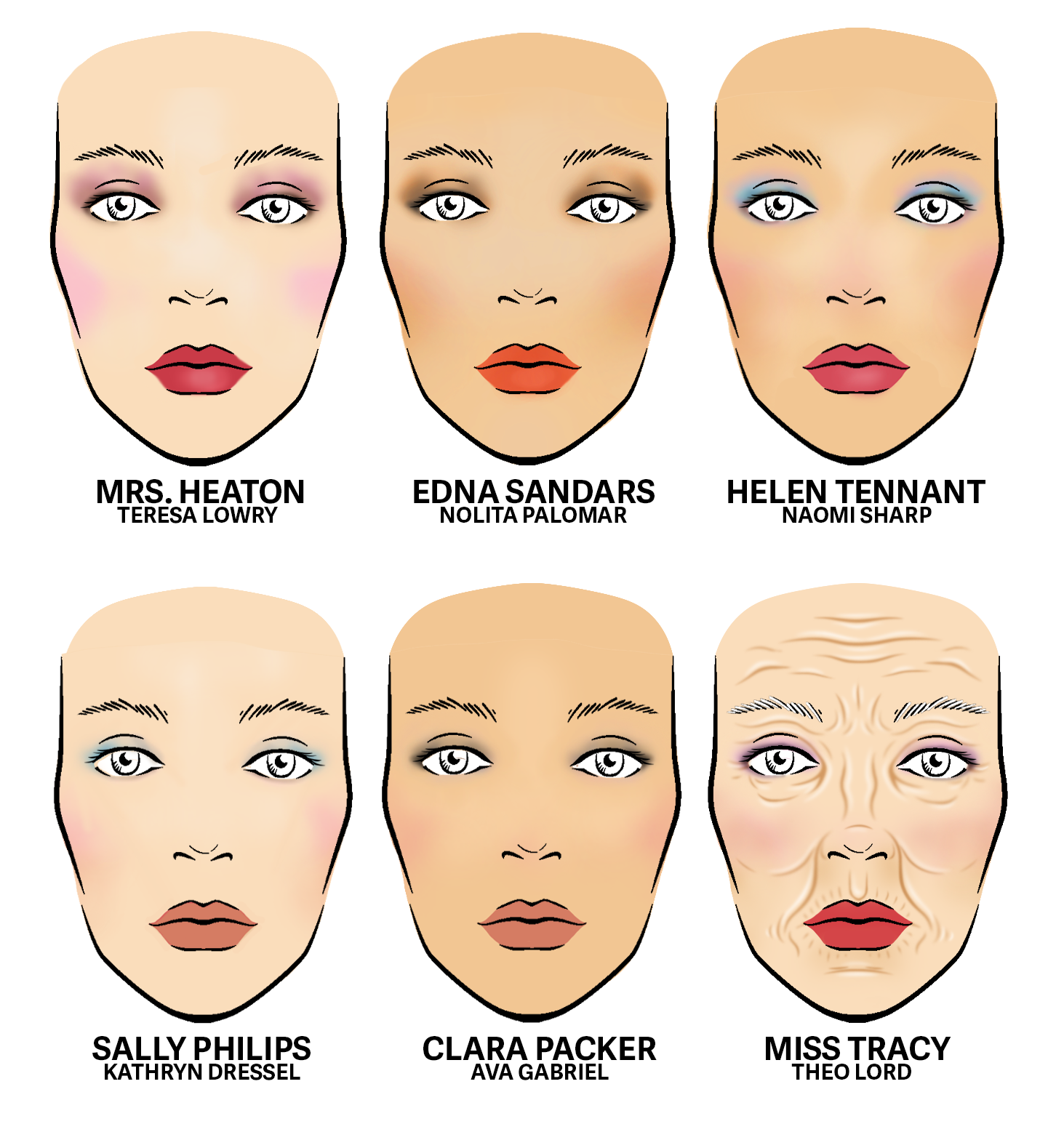 "Mystery At Greenfingers", Fall 2024. Make-up chart.