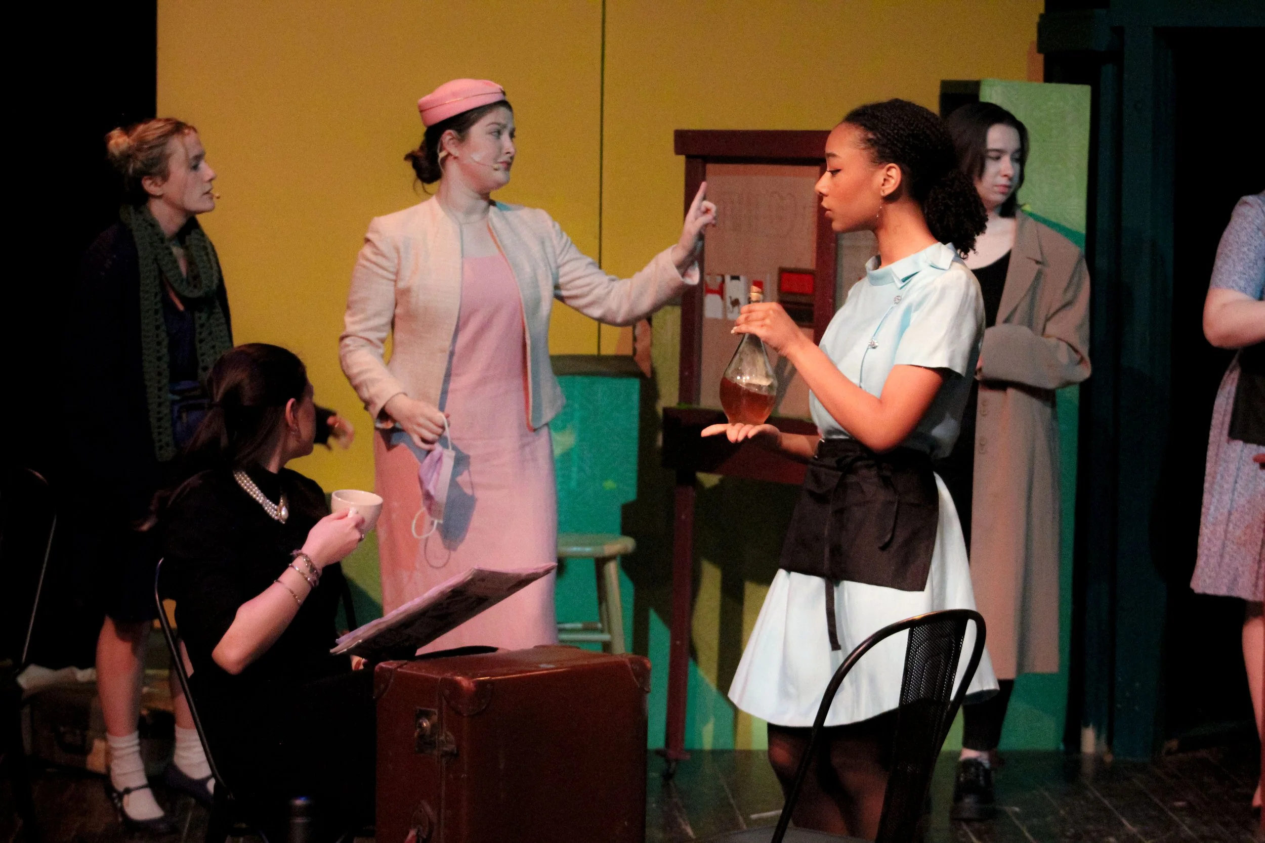 "Amélie", Spring 2024. Directed by Aliza Moran. Written by Craig Lucas, Daniel Messé, & Nathan Tysen. Photo: (left to right) Kathryn Dressel, Nolita Palomar, Marianne Gebb, Rebecca Butler, Hilde Medovich.