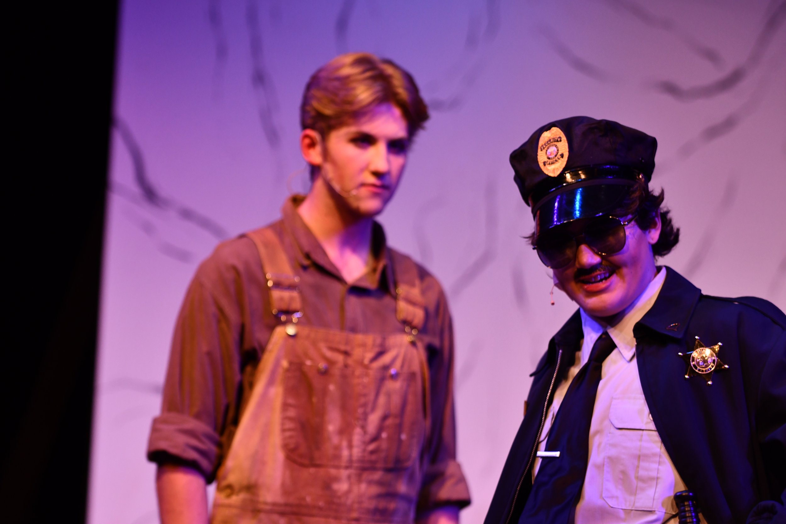 "Urinetown", Spring 2026. Directed by Claire D. Kolheim. Written by Greg Kotis. Photo: Kevin Lechner (left), Wae Methvin (right).