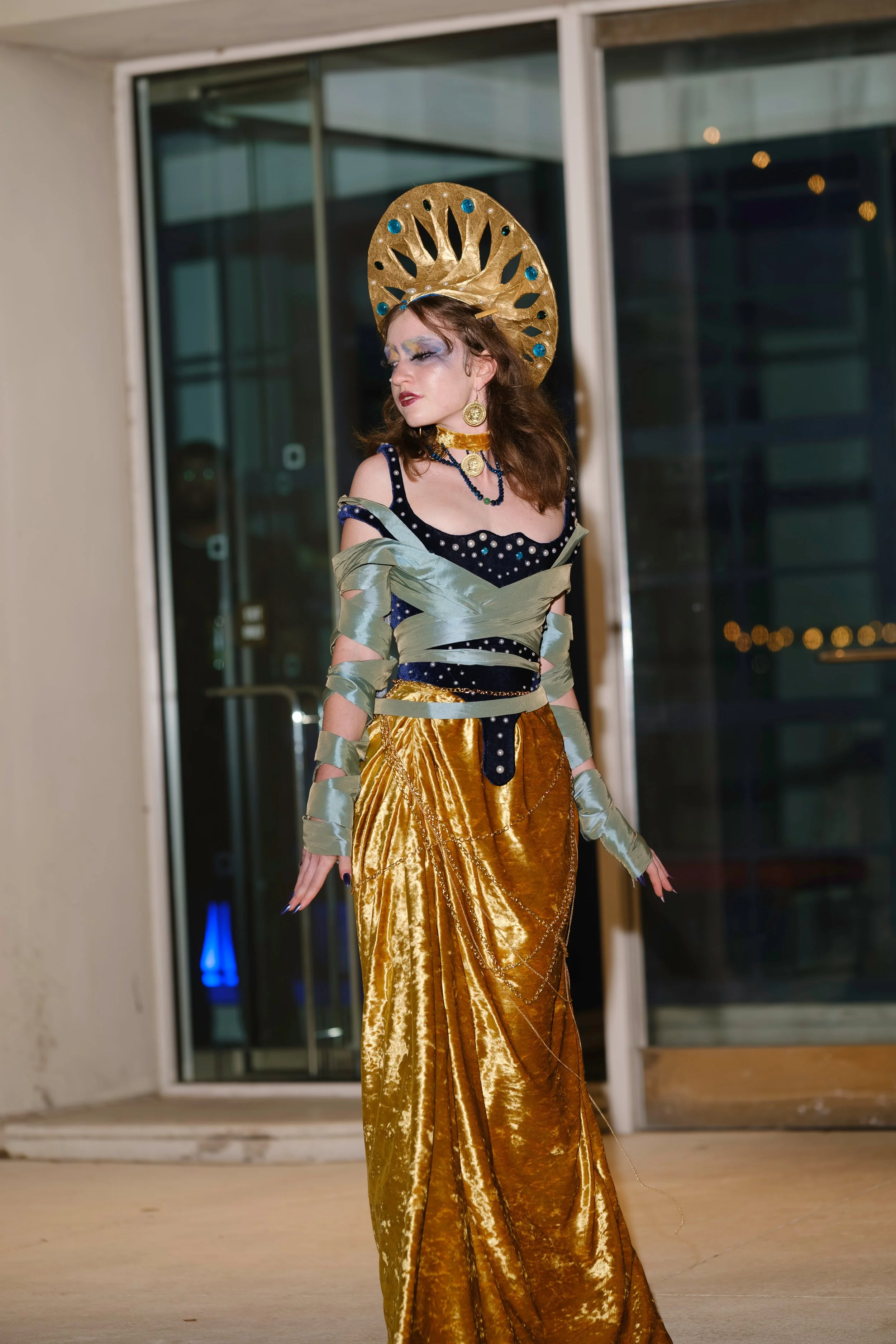 "The Beetle", 2025. Come As Thou Art Runway Show. Brooks Museum of Art, Memphis, TN. Modeled by Milena Murov. Photography by Dashaad Prude (@cameramandash)