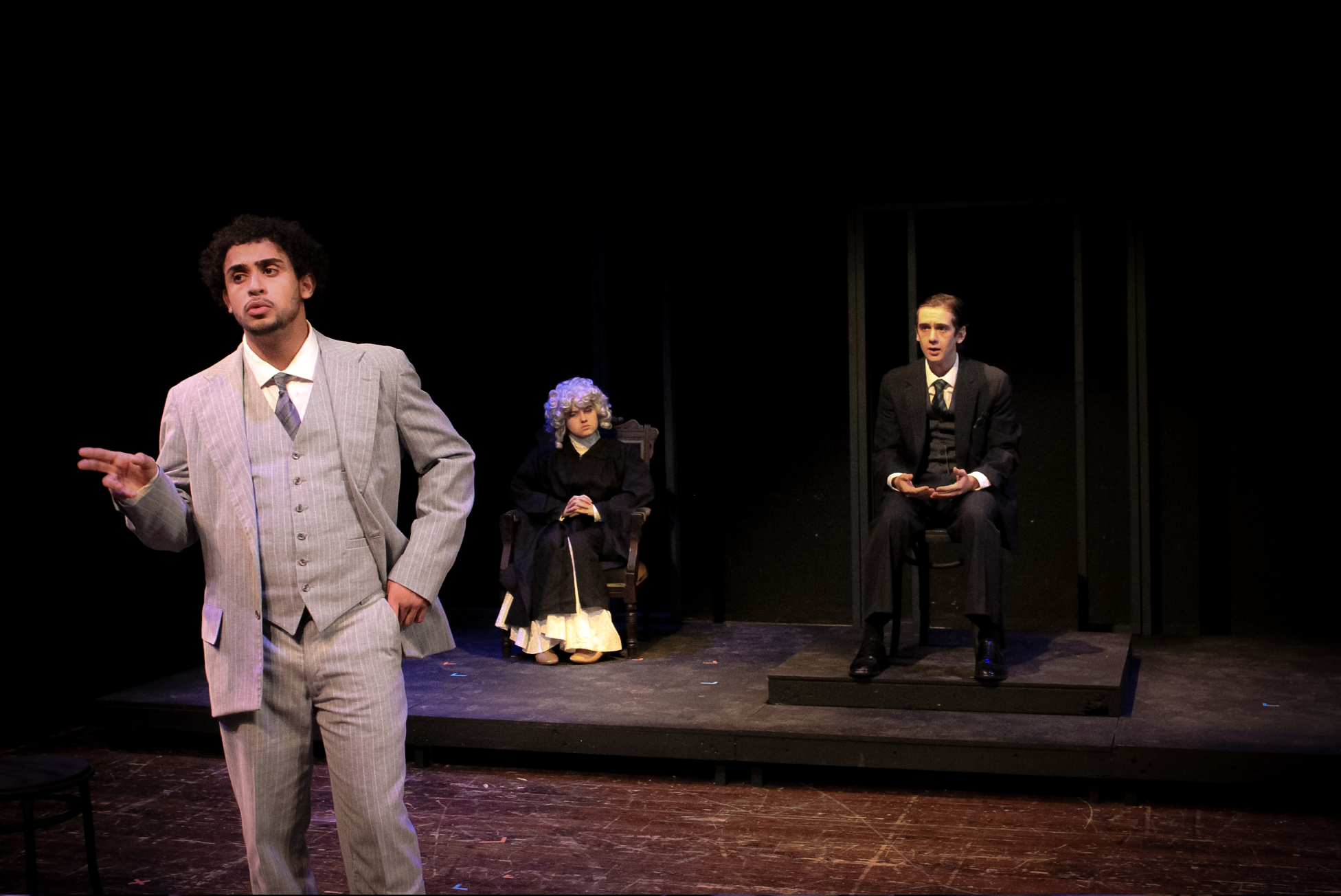 "Radium Girls", Fall 2025. Directed by Christina Hernandez. Written by D.W. Gregory. Photo: (left to right) Mo Murshed, Kate Robinson, Eli Garrett.