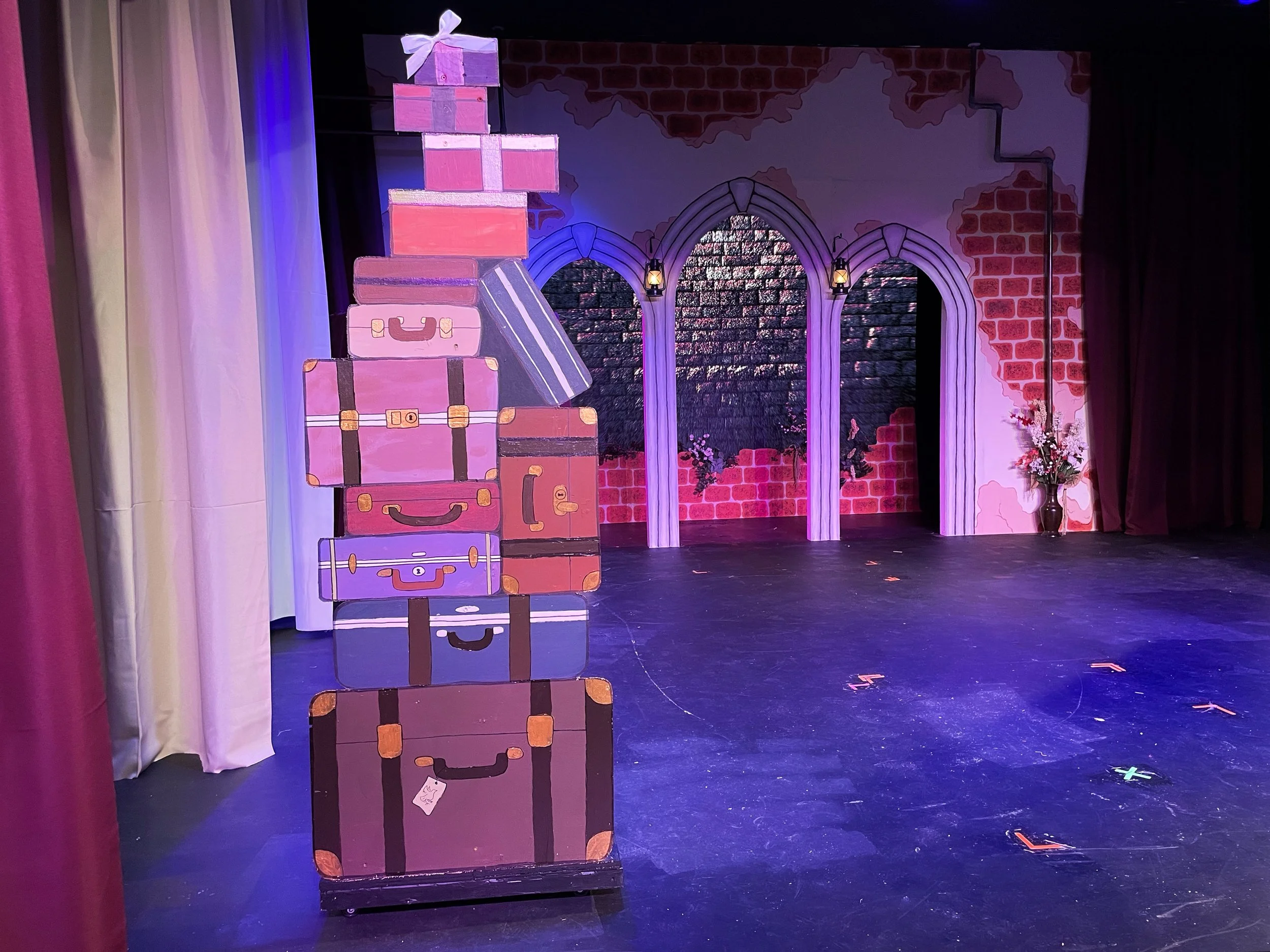 a detail from the Once Upon A Mattress: Youth Edition stage, Germantown Community Theater
