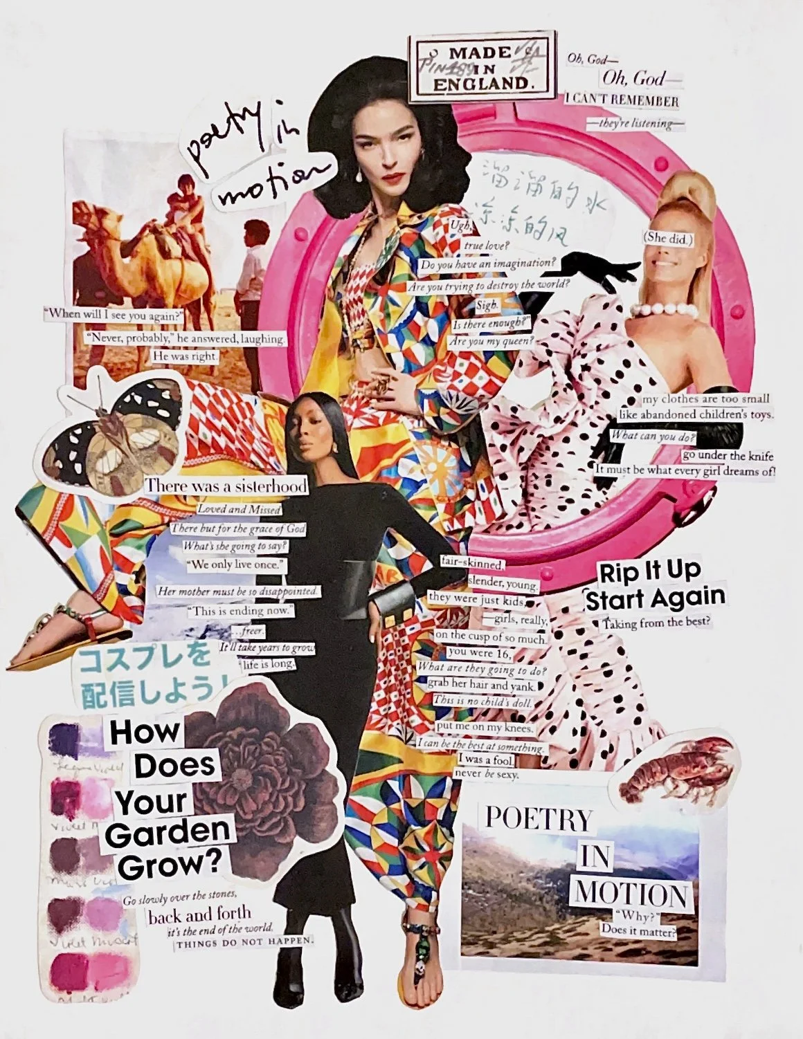 "Poetry In Motion", 2023. Collage. Watercolor paper, Vogue Magazines.
