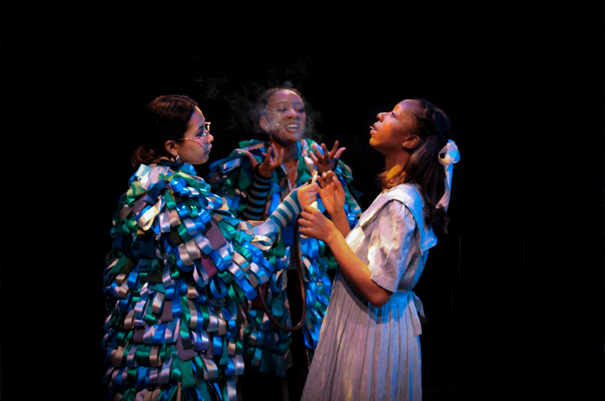 "Alice By Heart", Spring 2025. Photo: (left to right) Alex Ogilvie, Rebekah Butler, Skylier Clark.  