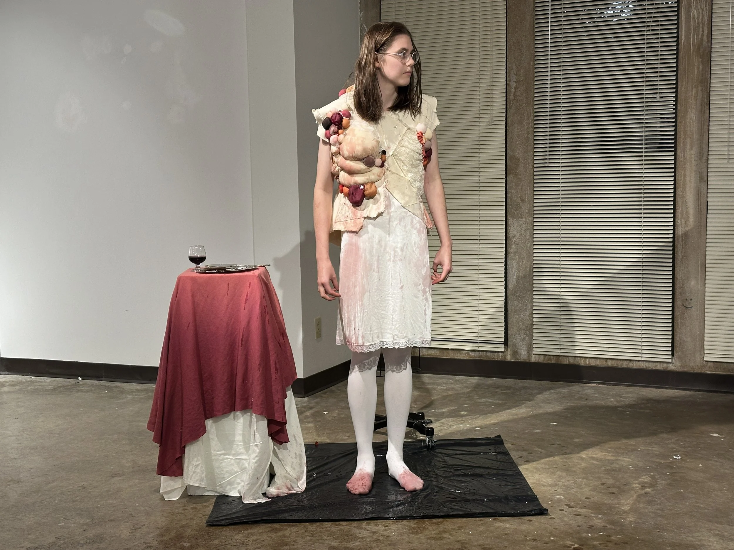 "Lady Lumps (Domestic Biopsy)", 2025. Handmade costume & performance. 