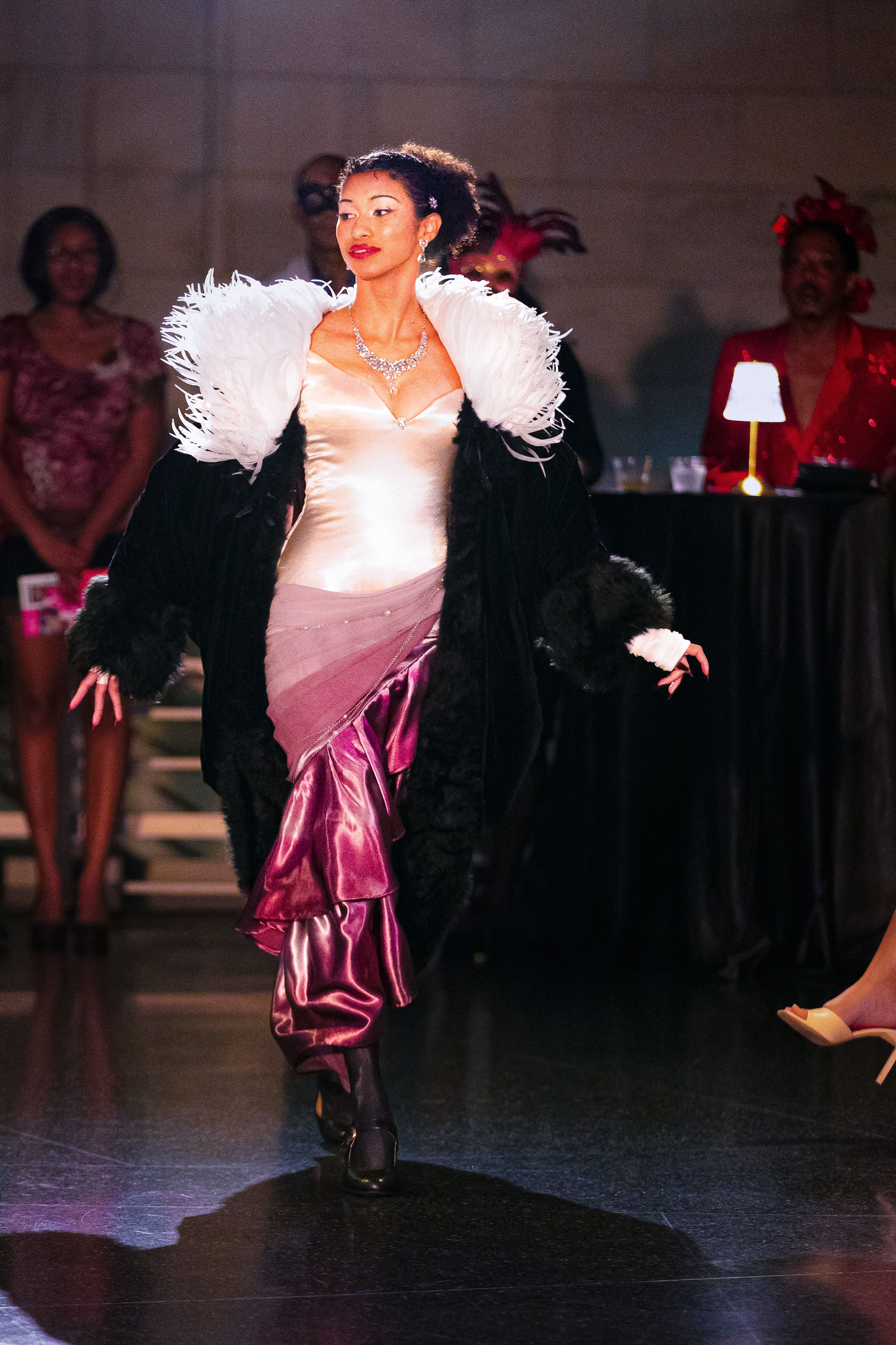 "PRIMA DONNA", 2026. Come As Thou Art Runway Show. Brooks Museum of Art, Memphis, TN. Modeled by Arika Leigh. Winner: Best Design. Photography by Ziggy Mack (@fomoloop)