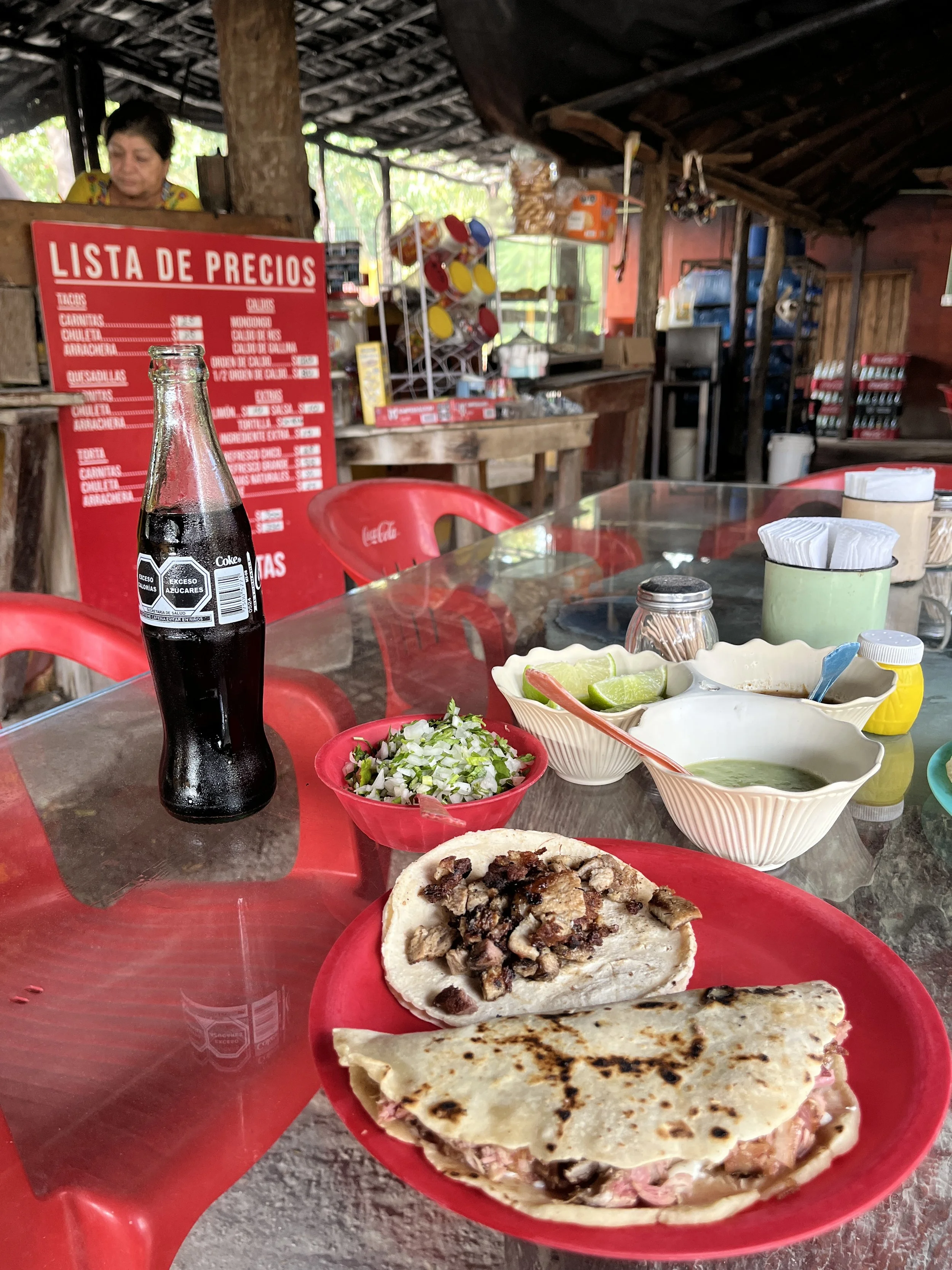 Mr. Carnitas roadside taco stand outside Cancun, Mexico on the drive to Valladolid, Mexico