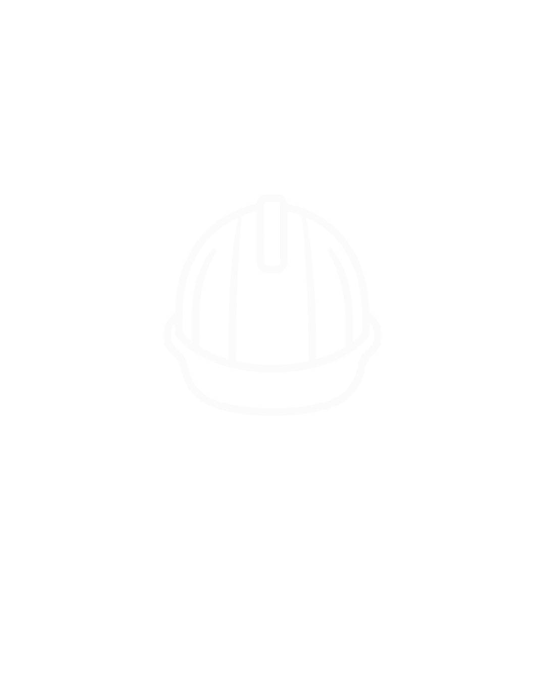 Outline of a construction helmet on a black background