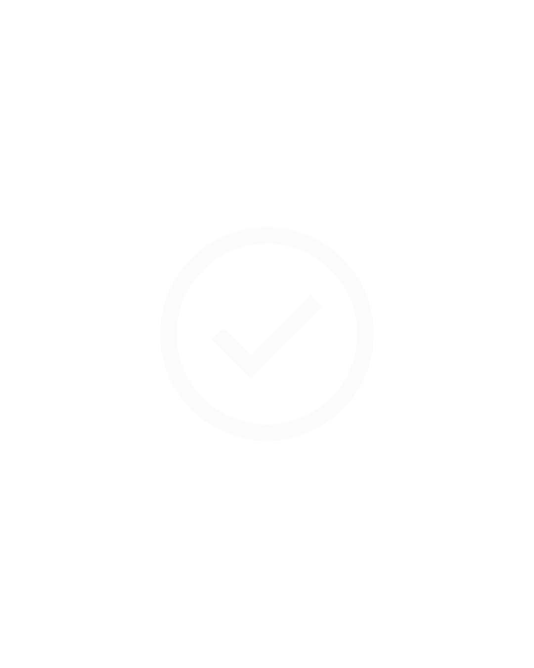 Black background with a white circle and a checkmark inside, indicating confirmation or completion.