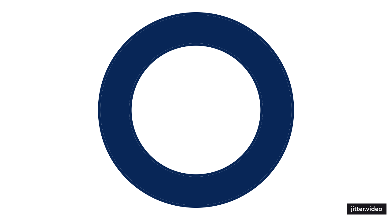 A dark blue circular ring on a white background.