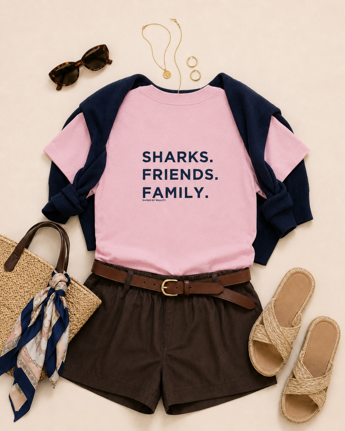 sharks friends family pink tee styled mockup.png