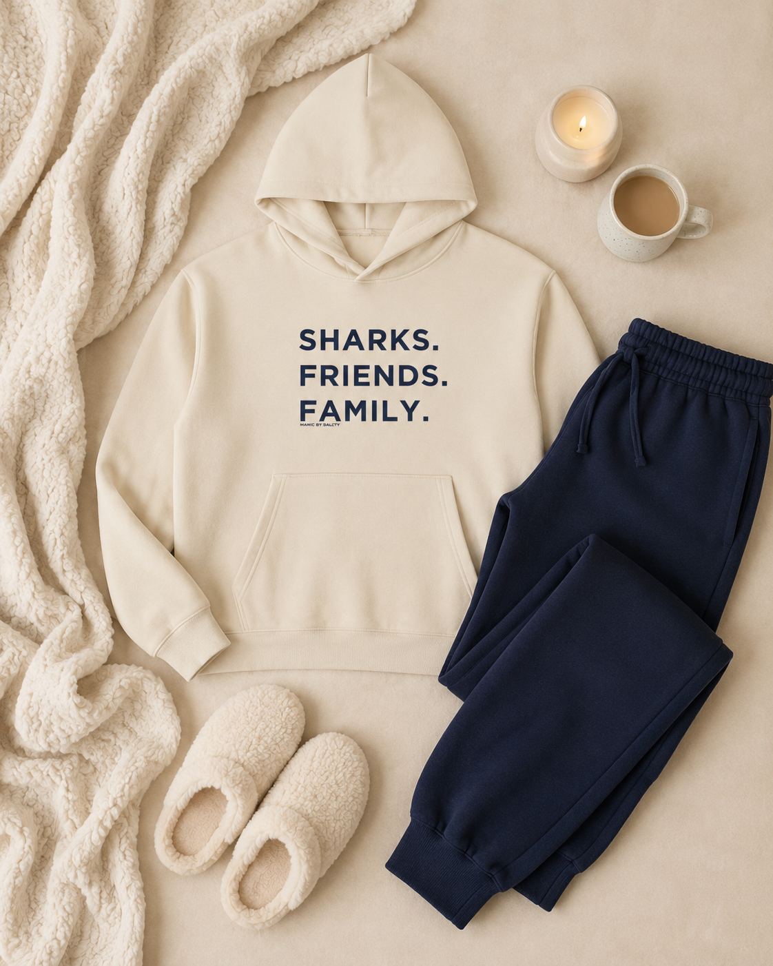 Sharks. Friends. Family. Oversized Hoodie