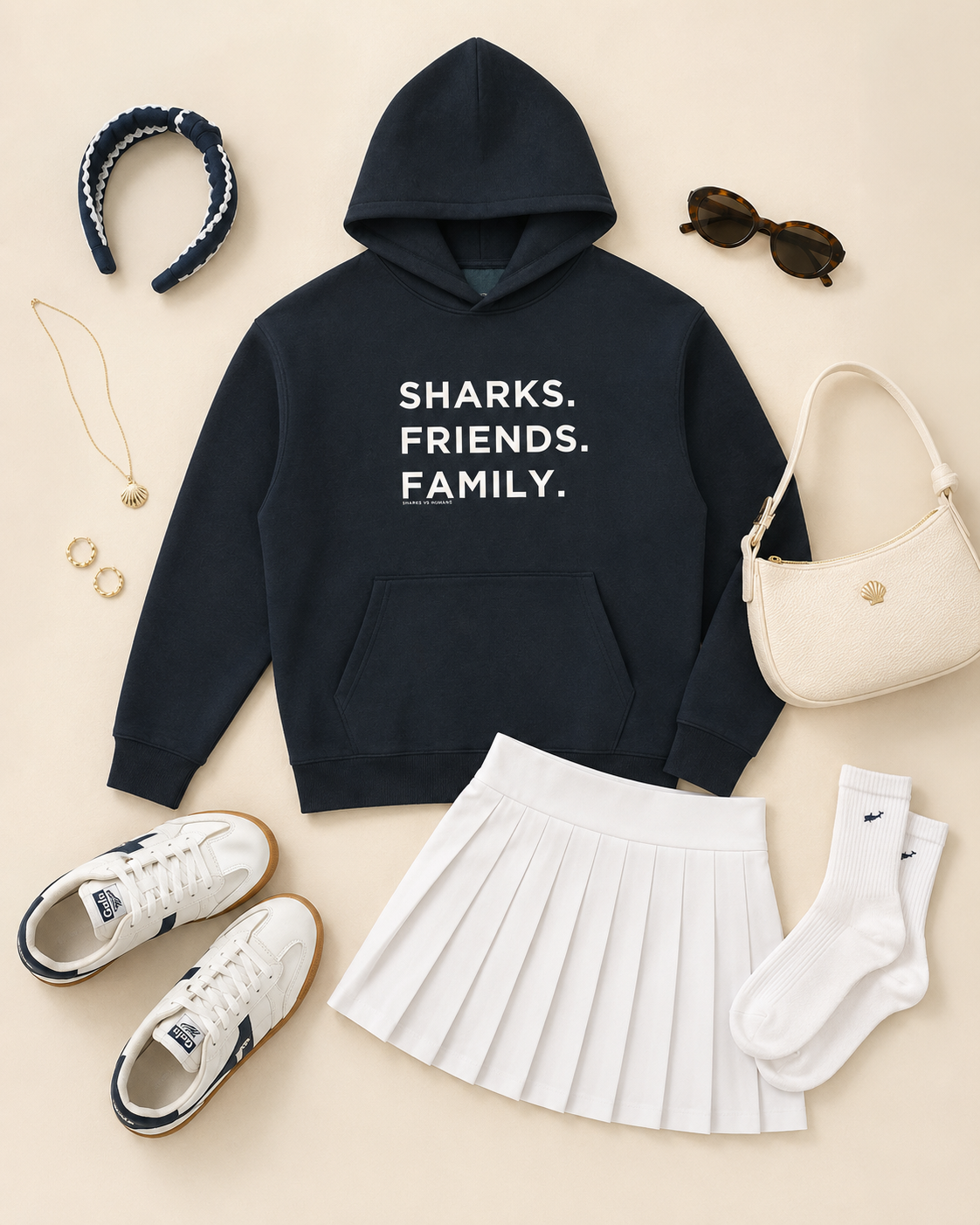 Sharks. Friends. Family. Oversized Hoodie